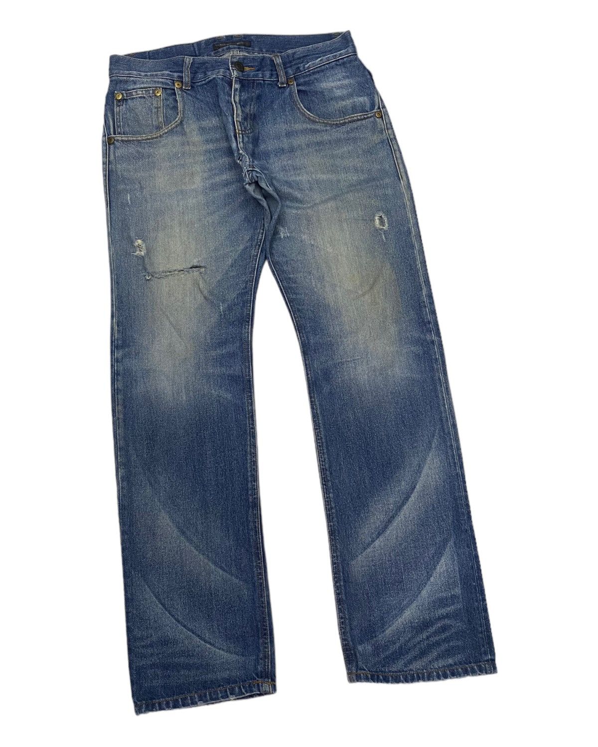 Hysteric Glamour × Tornado Mart 🔥VINTAGE PAPER BAG DISTRESSED DENIM JEANS PUNK STYLE Size US 32 / EU 48 - 3 Thumbnail