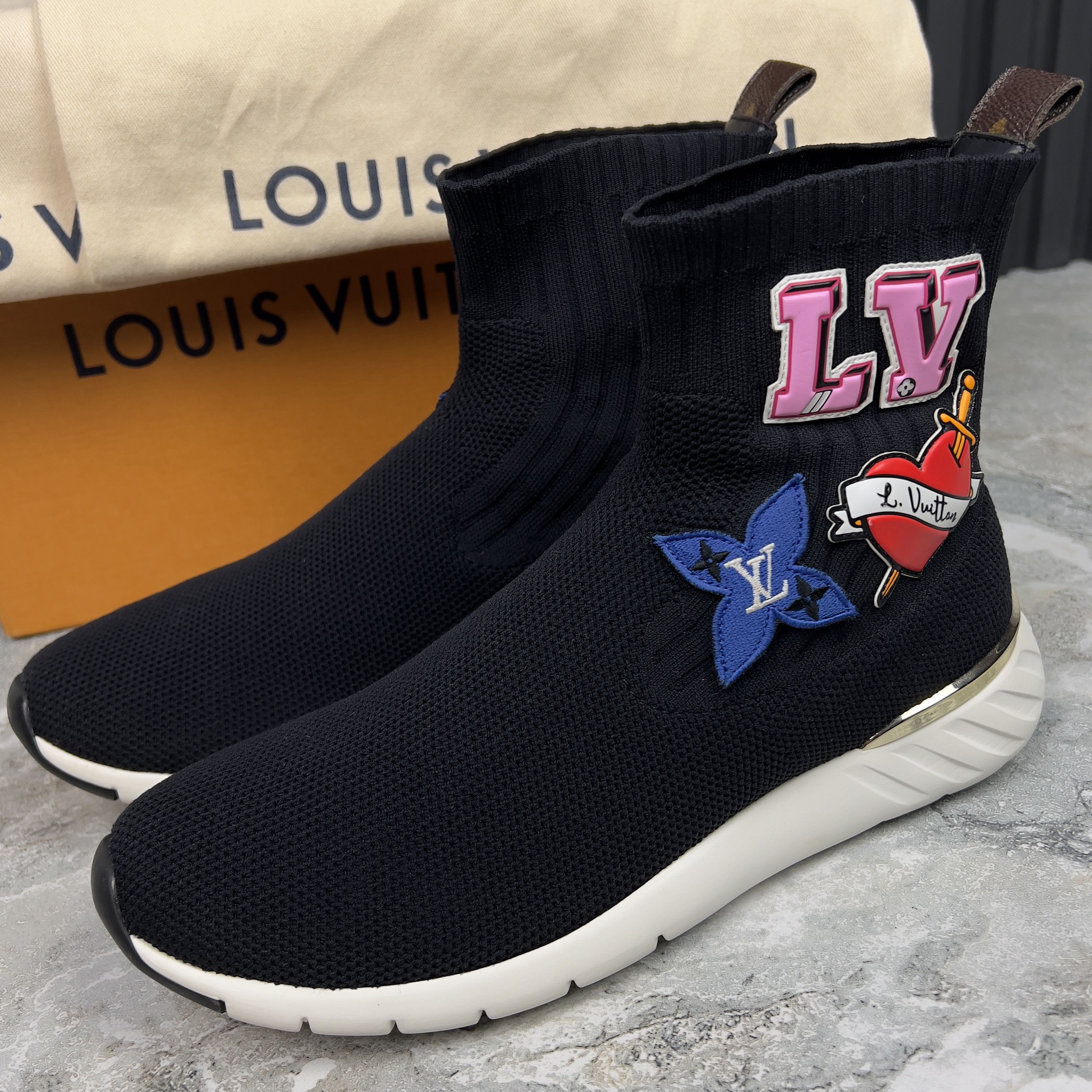 Louis Vuitton Aftergame Sock Sneakers Patch Mesh Fabric