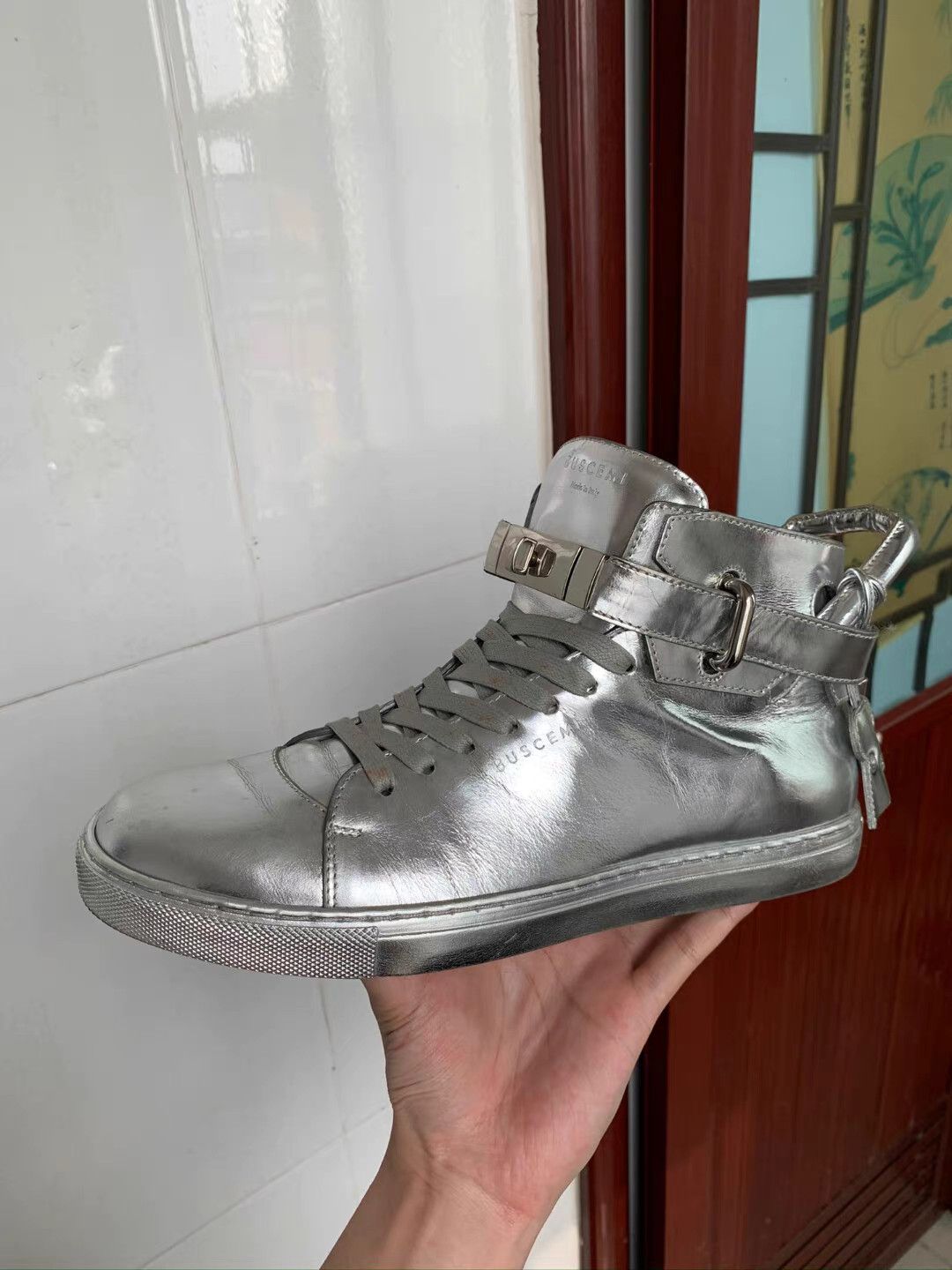 Buscemi BUSCEMI Silver Metal Lock Sneakers Size US 9 / EU 42 - 1 Thumbnail