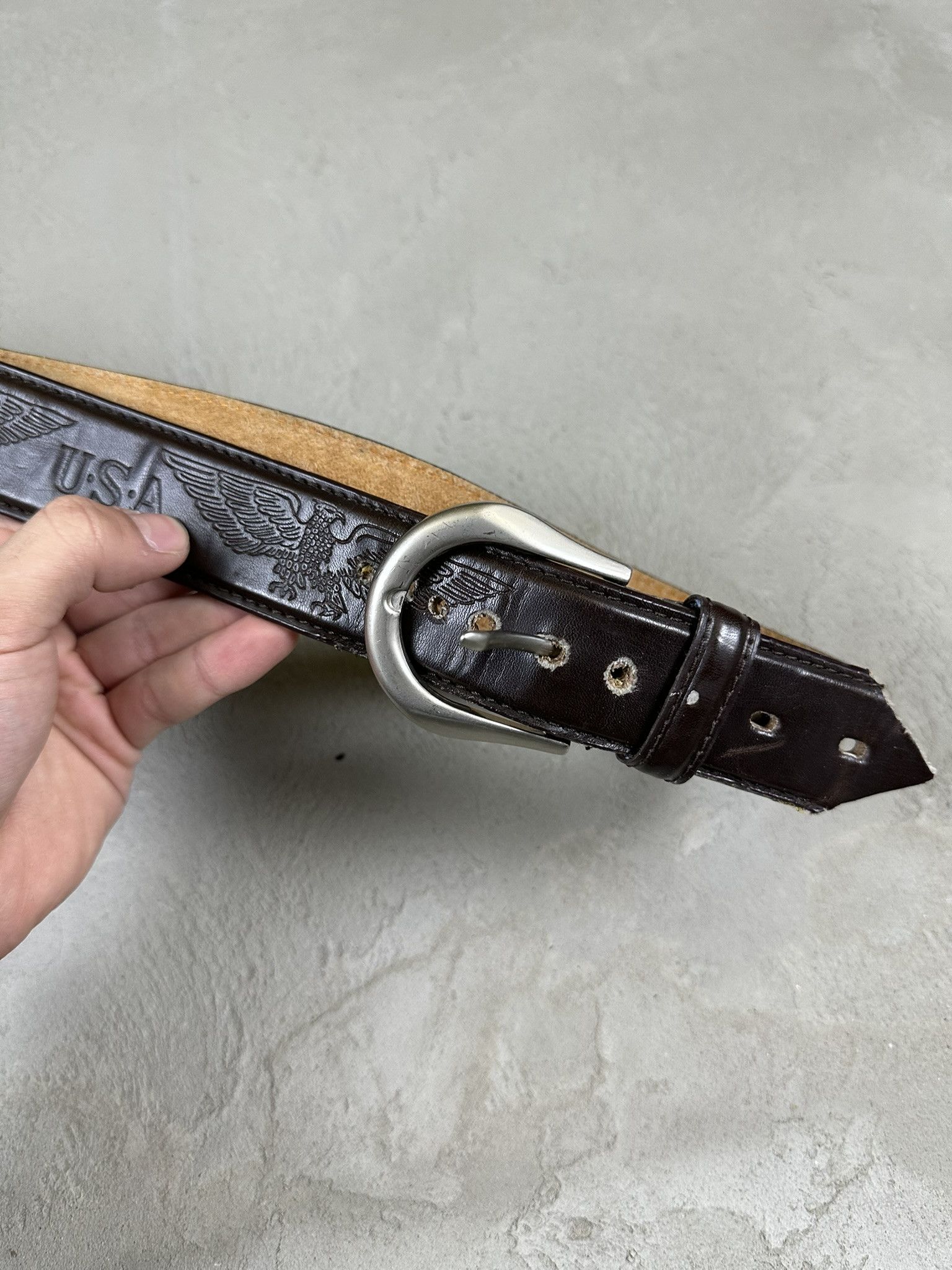 Vintage 90s Vintage Genuine Leather USA Belt Size ONE SIZE - 2 Thumbnail