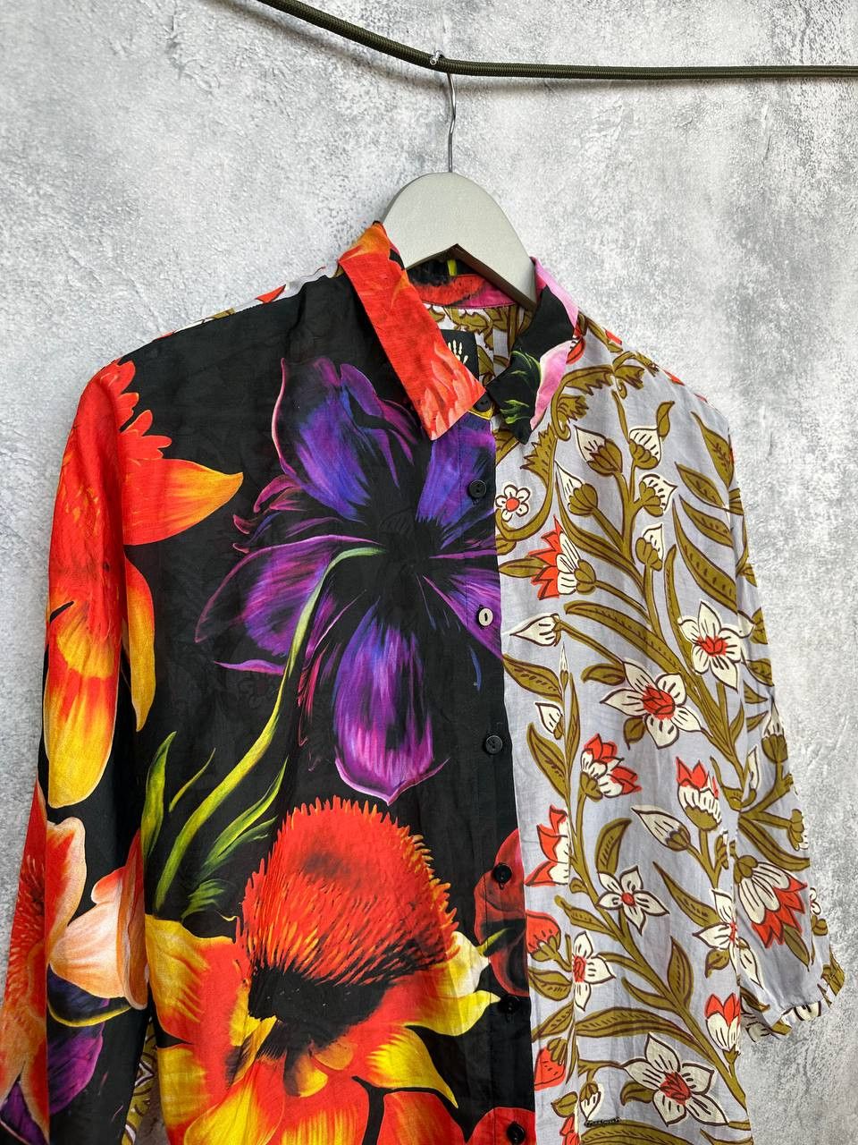 Desigual Desigual Floral Patchwork Button-Up Shirt Cotton Silk Blend Size S / US 4 / IT 40 - 3 Thumbnail