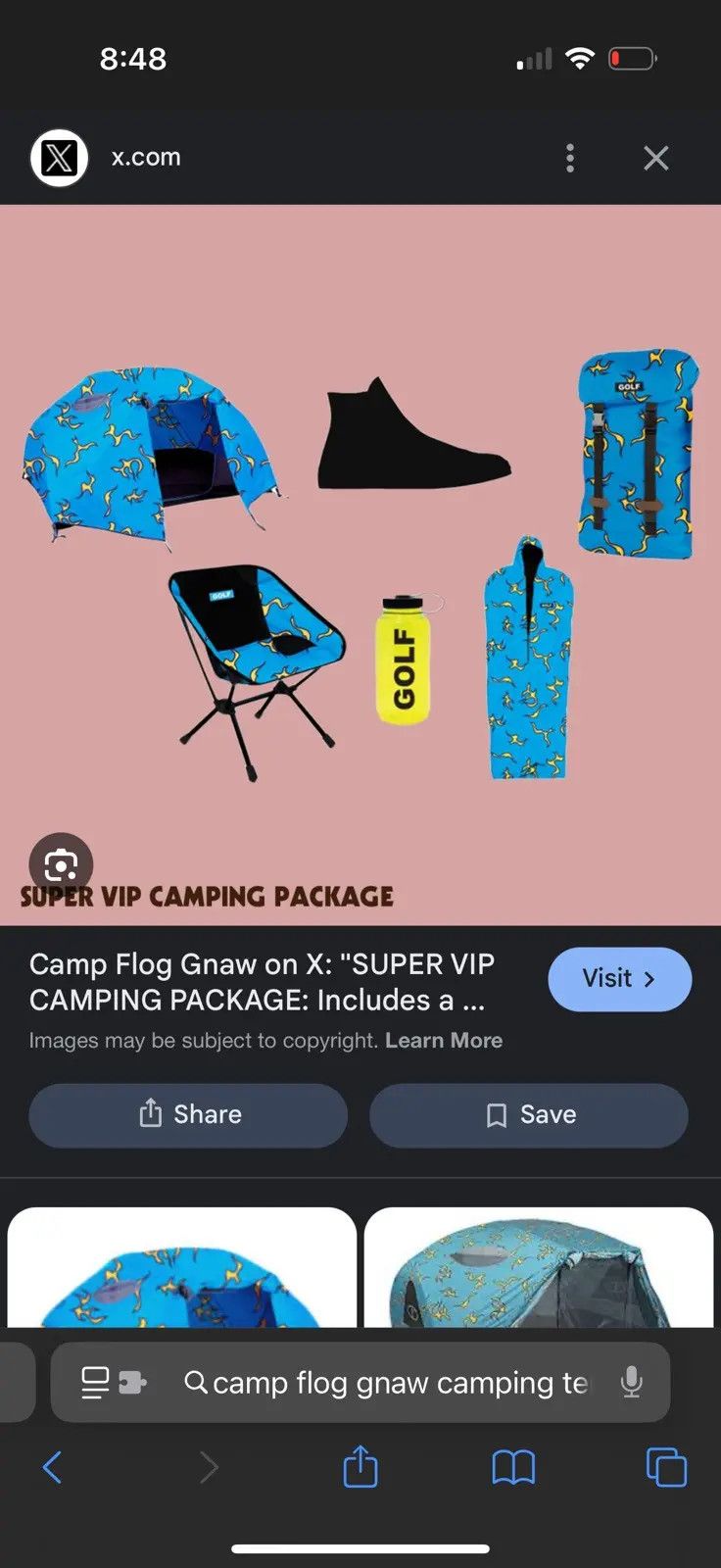 Golf Wang Poler x Camp Flog Gnaw Two-Person Tent (2018) Size ONE SIZE - 6 Thumbnail