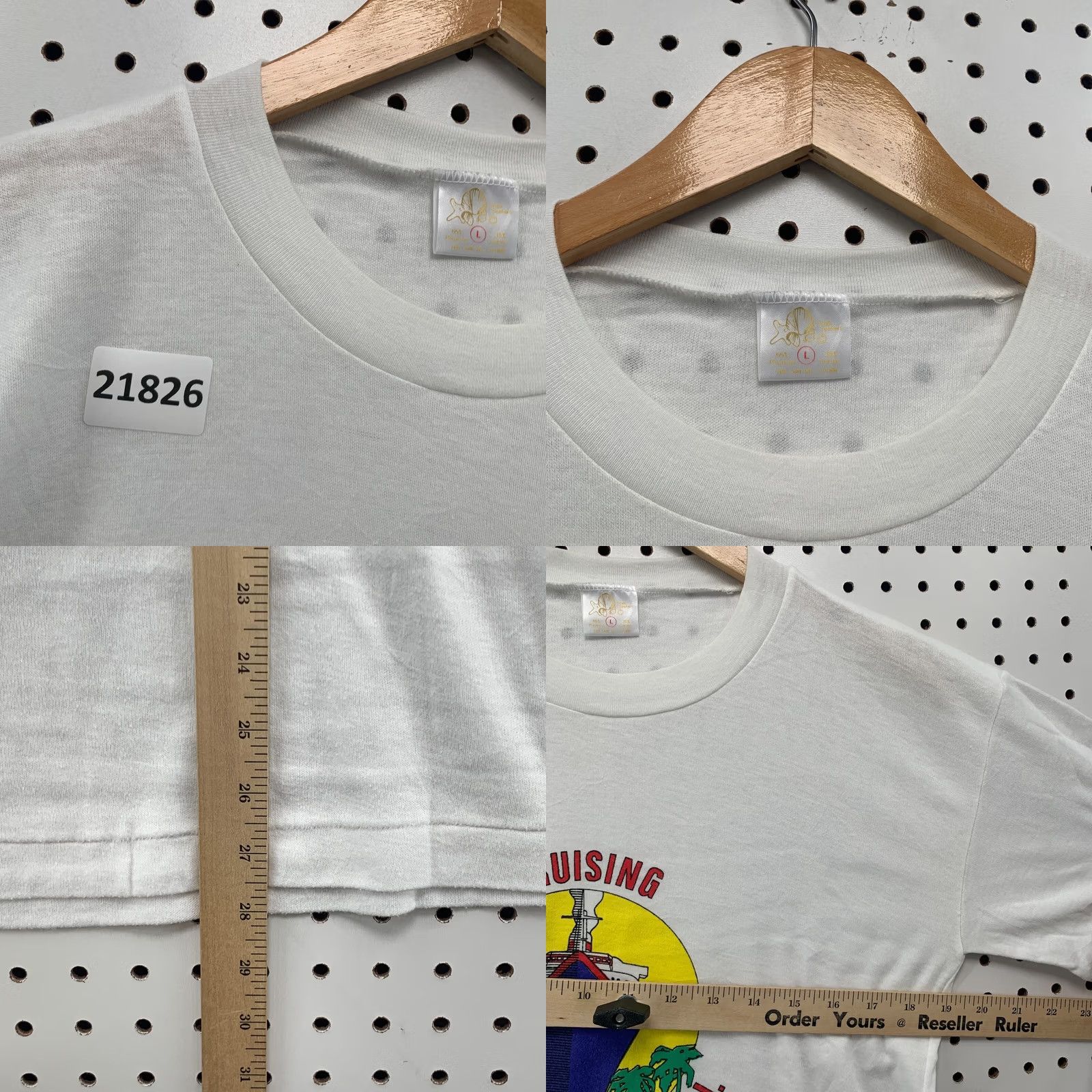 Fruit Of The Loom VINTAGE Cruising ST Thomas Shirt Mens Large White Single Stitch 19x28 Size US L / EU 52-54 / 3 - 9 Thumbnail