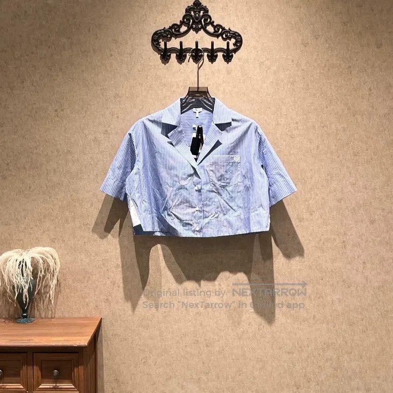 Loewe Loewe Blue Striped Embroidered Logo Shirt Size XXS / US 00 / IT 34 - 1 Thumbnail