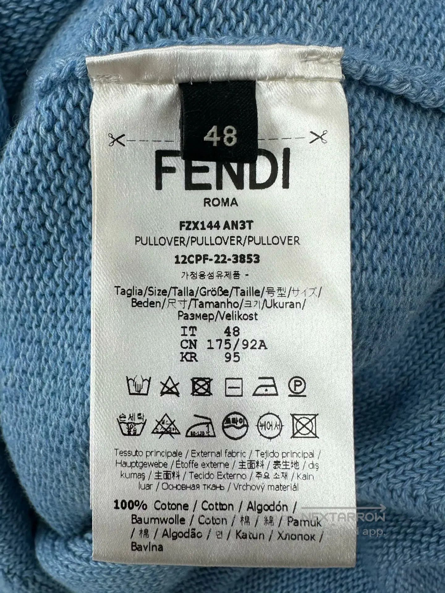 Fendi FENDI Blue embossed print floral fringed knitted short sle Size US M / EU 48-50 / 2 - 4 Thumbnail