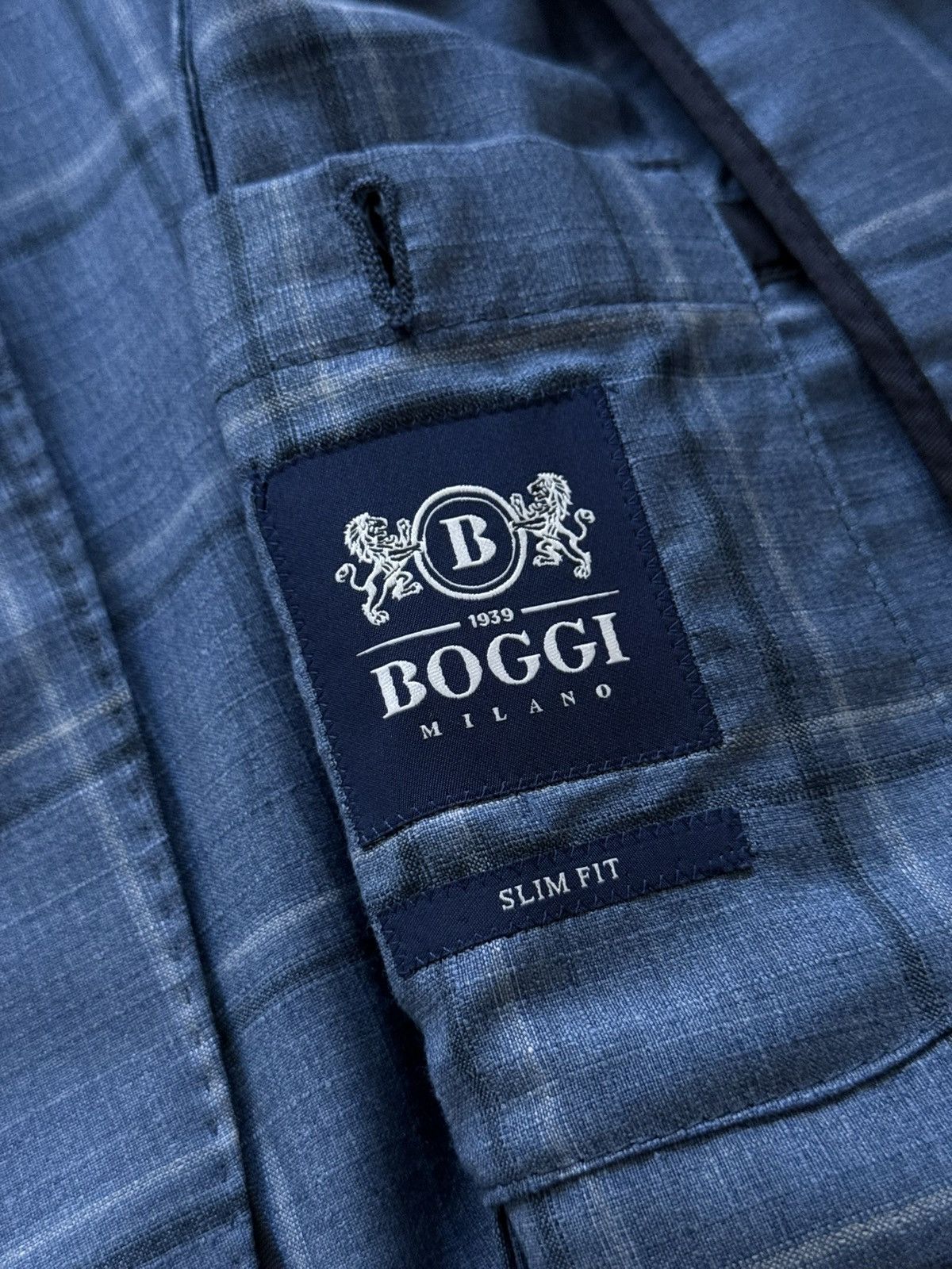 Boggi Boggi Milano Blue Checked Wool Blazer Jacket Size 52 Size 42R - 5 Thumbnail