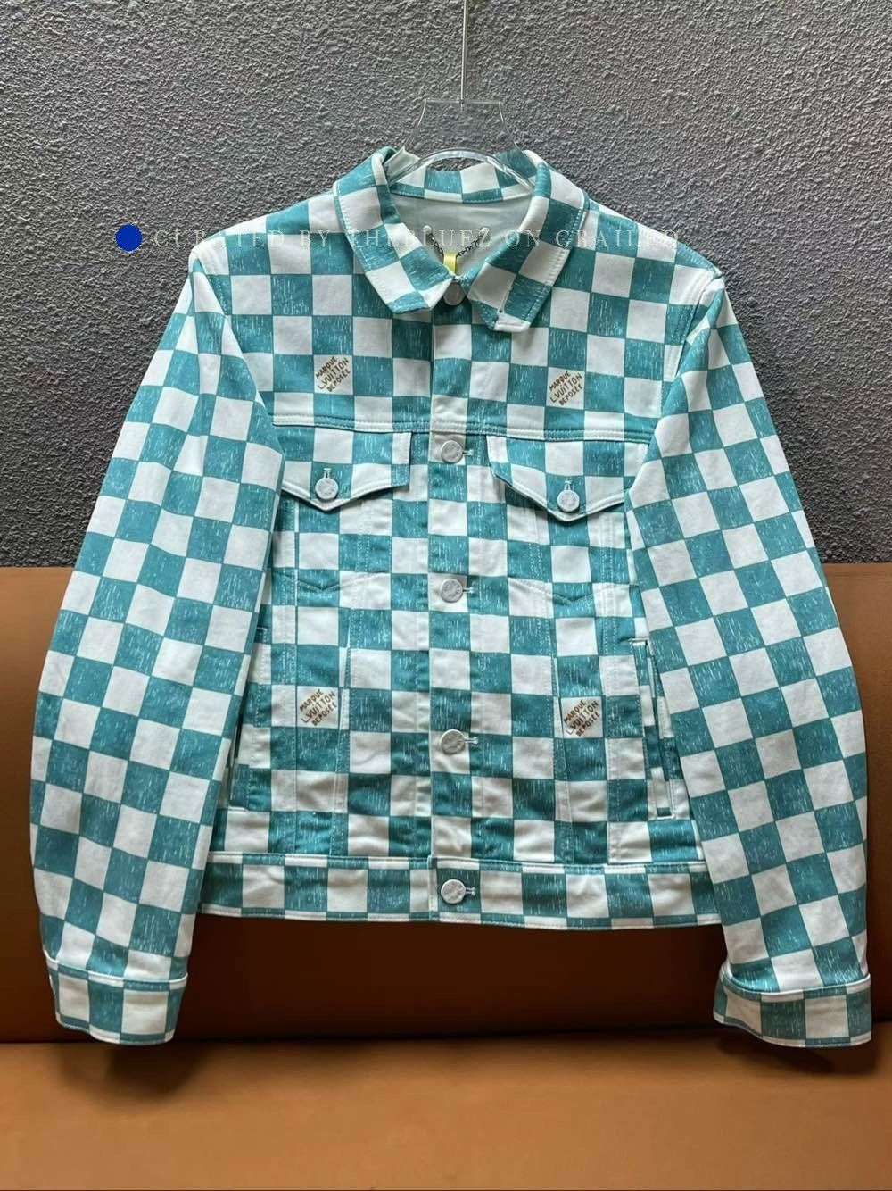 Louis Vuitton Green Checkered Denim Jacket in Size S Size US S / EU 44-46 / 1 - 1 Thumbnail