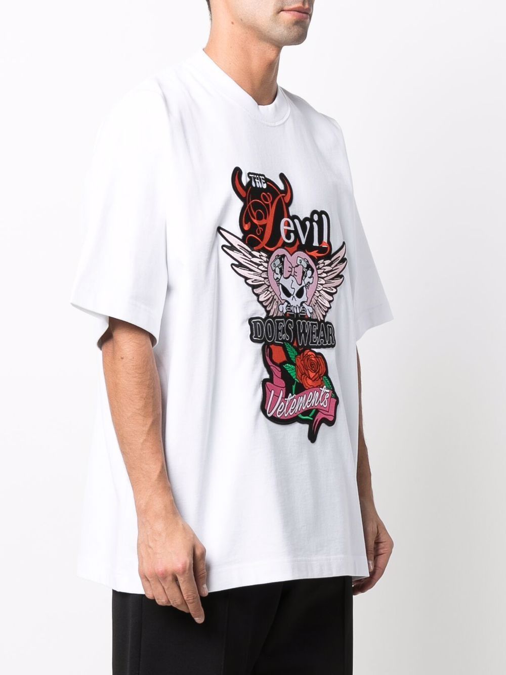 Vetements White Devil Wears Vetements Embroidered Oversized T-Shirt Size US XS / EU 42 / 0 - 3 Thumbnail