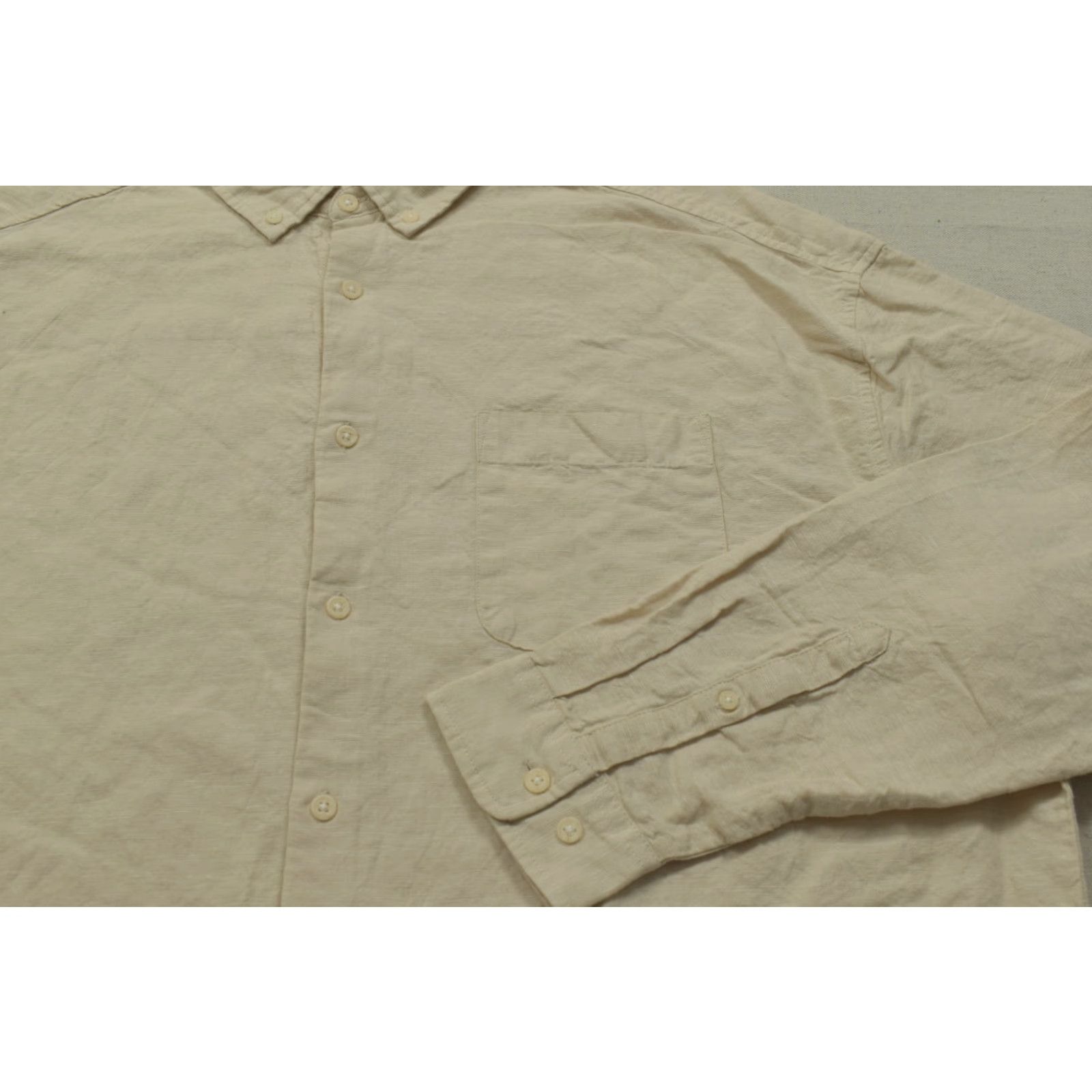Asos ASOS DESIGN Shirt Men 2XL Linen Blend Long Sleeve Button-Down Cream Beige 46-4 Size US XXL / EU 58 / 5 - 6 Thumbnail