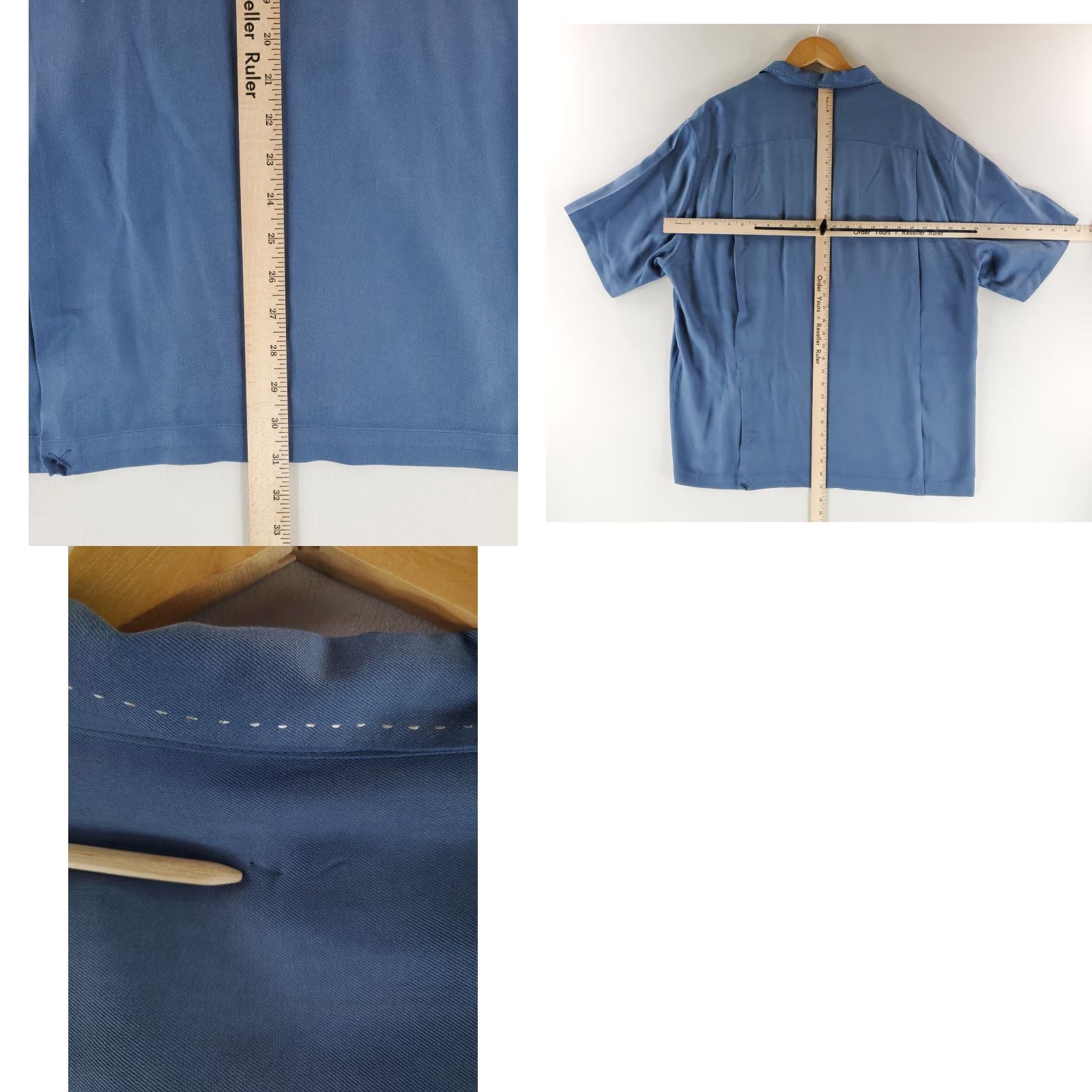 Nat Nast Nat Nast Silk Button Up Shirt Loop Collar Short Sleeve Blue Mens L Size US L / EU 52-54 / 3 - 8 Thumbnail