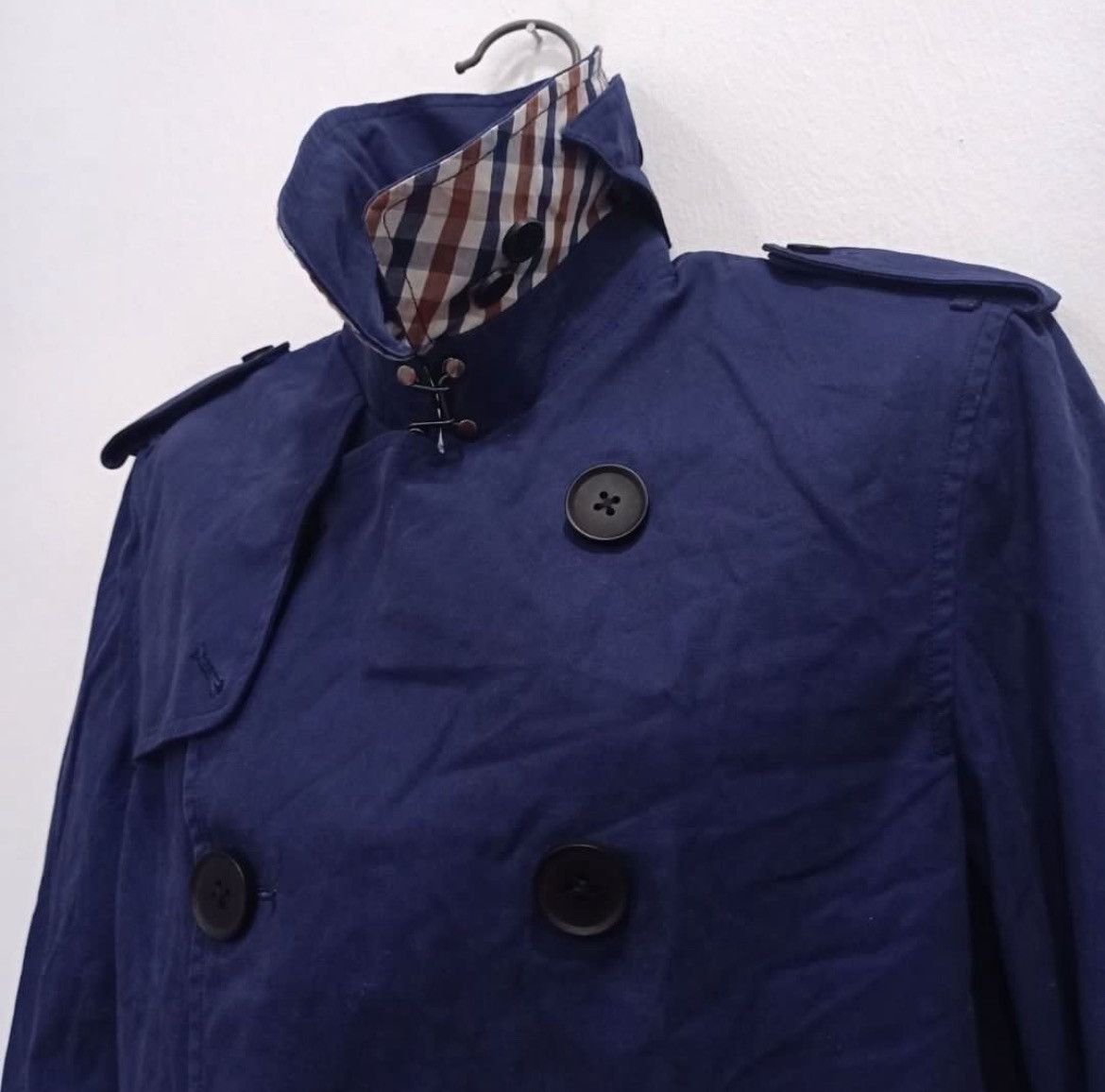 Burberry × Designer Burberry Brit Trench Coat Dark Blue Jacket Size US M / EU 48-50 / 2 - 3 Thumbnail