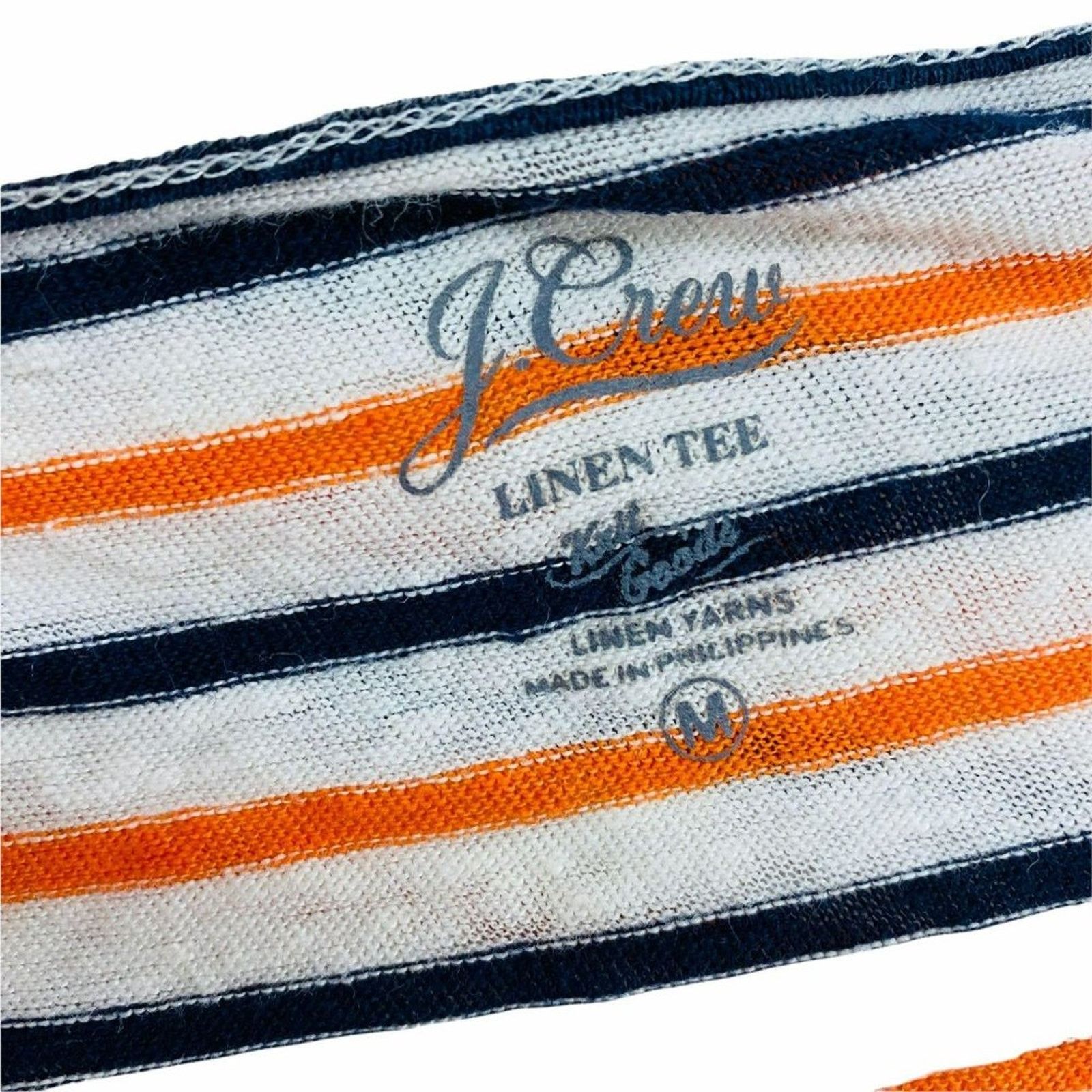 J.Crew J. Crew Top Ruffle Tank Blue Orange Striped Linen Medium Size M / US 6-8 / IT 42-44 - 4 Thumbnail