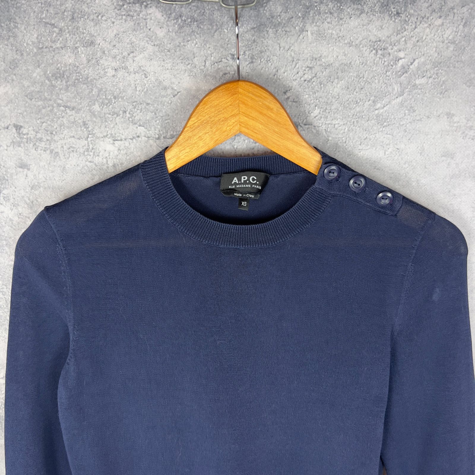 A.P.C. APC Women's Sweater Size XS Cotton Blue Long Sleeve ` Size XS / US 0-2 / IT 36-38 - 2 Thumbnail