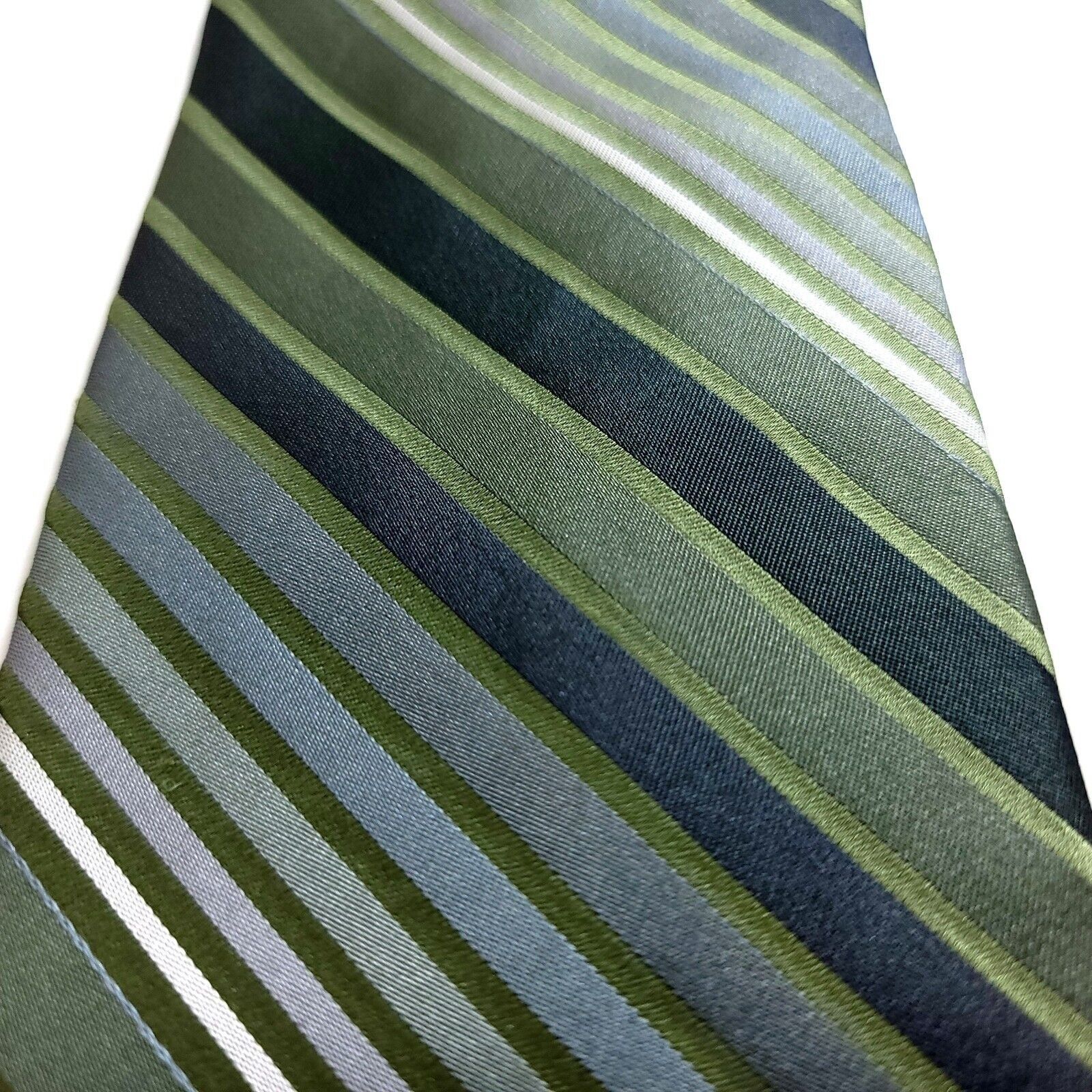 Perry Ellis Perry Ellis Portfolio Green Blue Striped Woven Silk Tie Size ONE SIZE - 2 Thumbnail