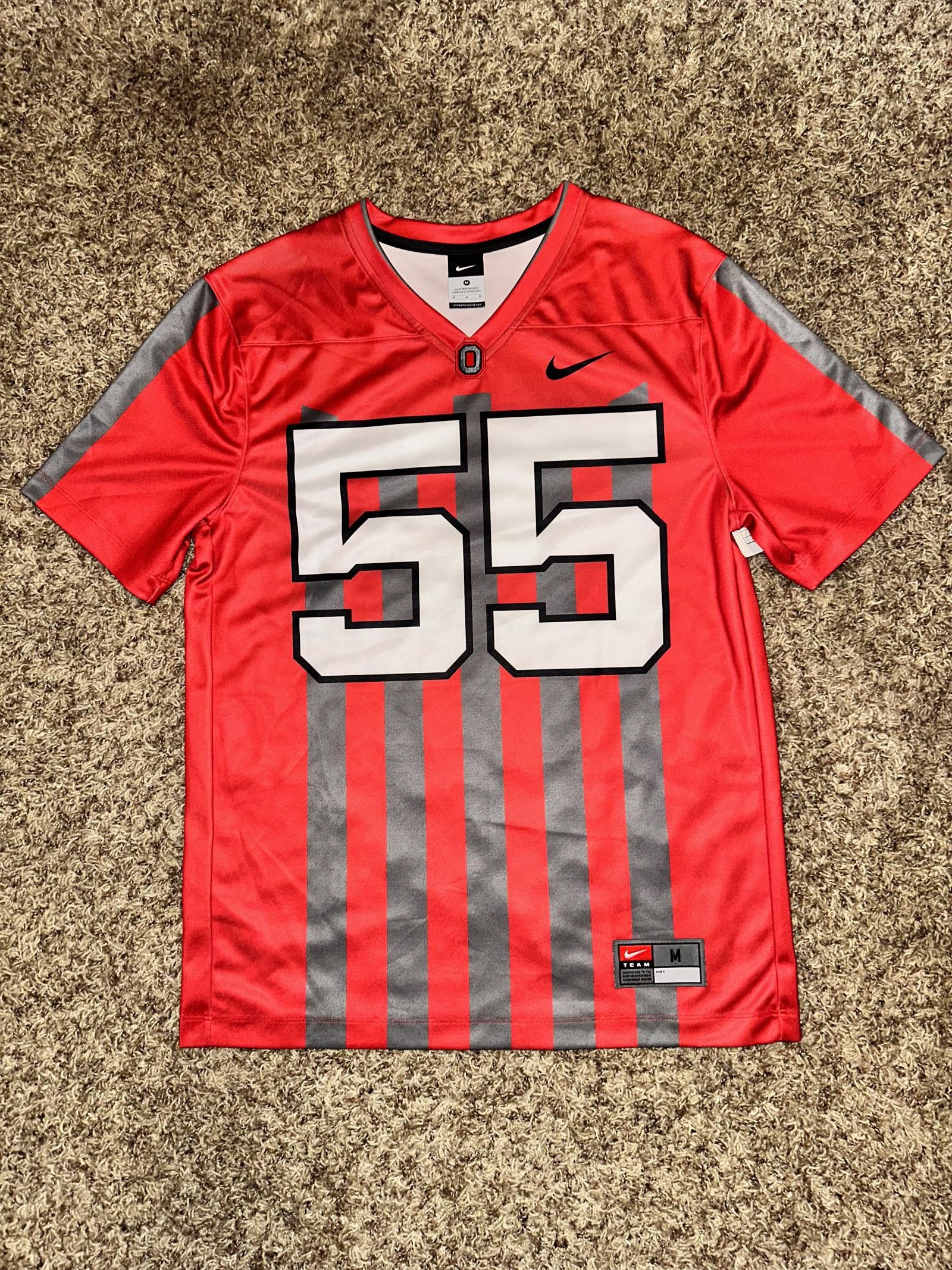 image of Nike Ohio State 1916 Throwback Music Cannon Fire 55 Jersey Sample in Red, Men's (Size Medium)