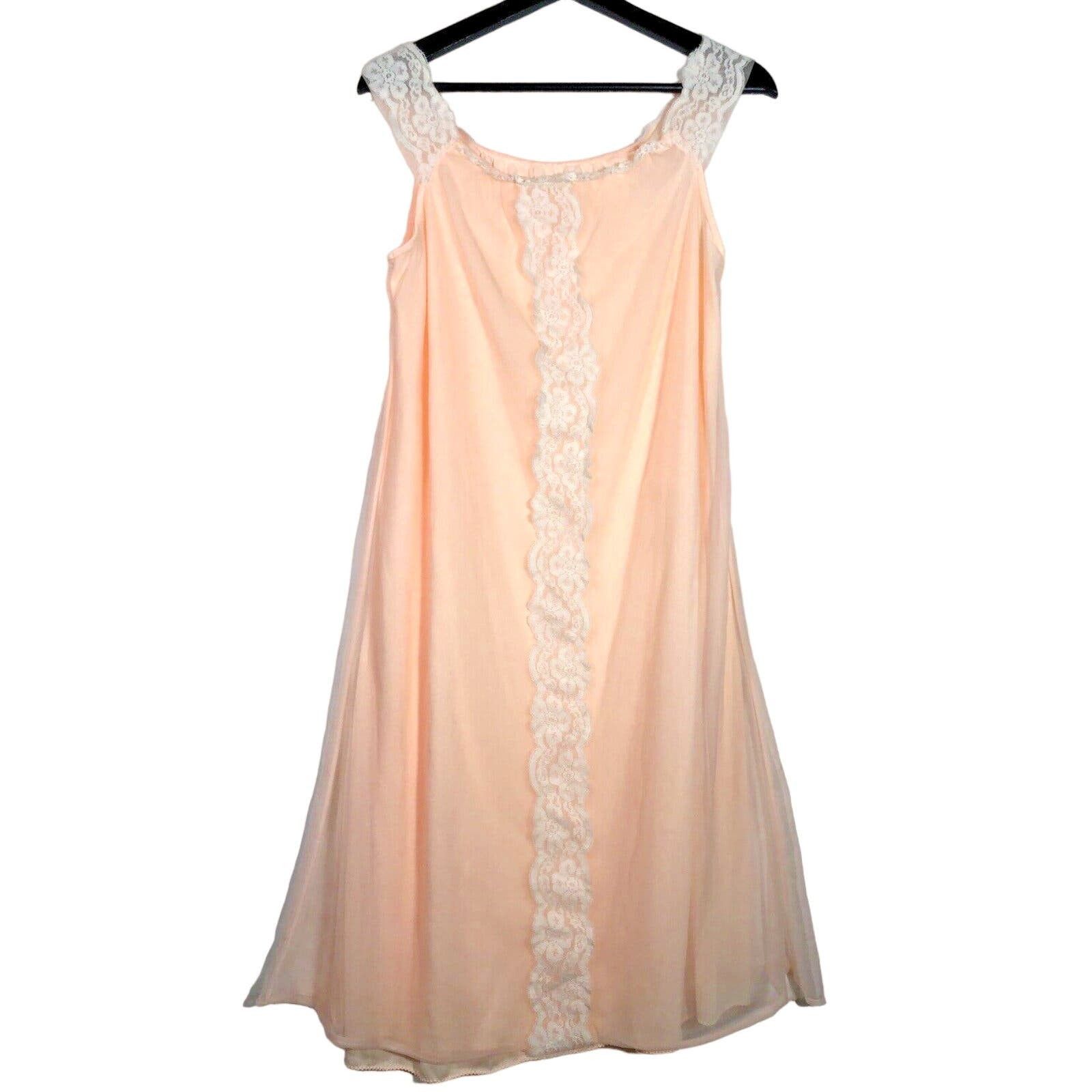 Vintage Vintage Peach and Pink Lace and Chiffon NightGown Dress S Size S / US 4 / IT 40 - 1 Preview