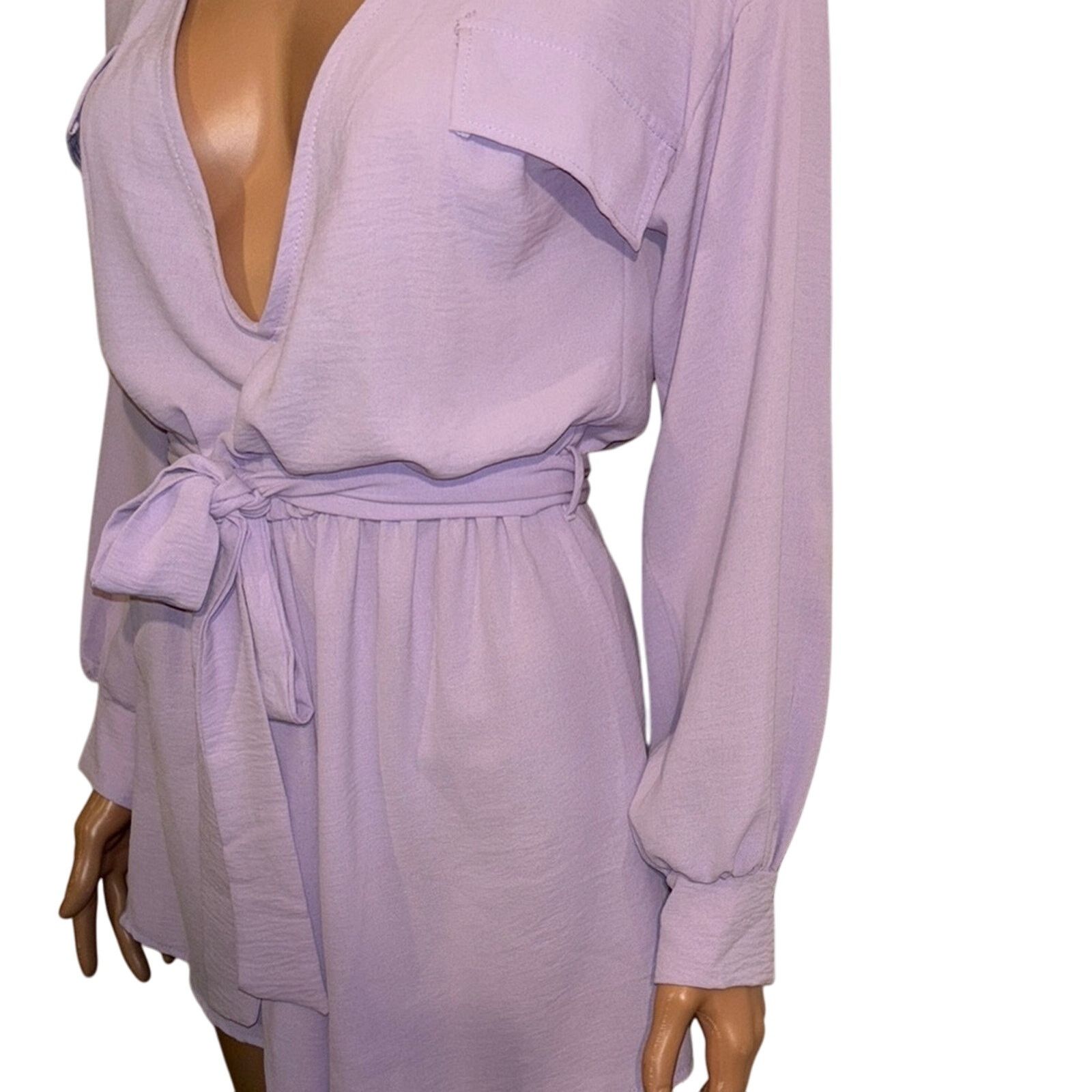 The Unbranded Brand Fashion Nova Lavender Long Sleeve Romper - Small Size S / US 4 / IT 40 - 2 Thumbnail
