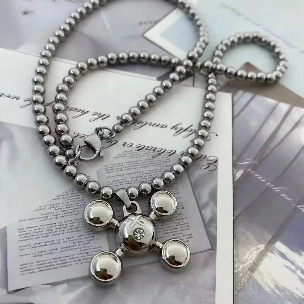 Jewelry Round Bead Chain Quadangle Ball Pendant Size ONE SIZE - 4 Thumbnail
