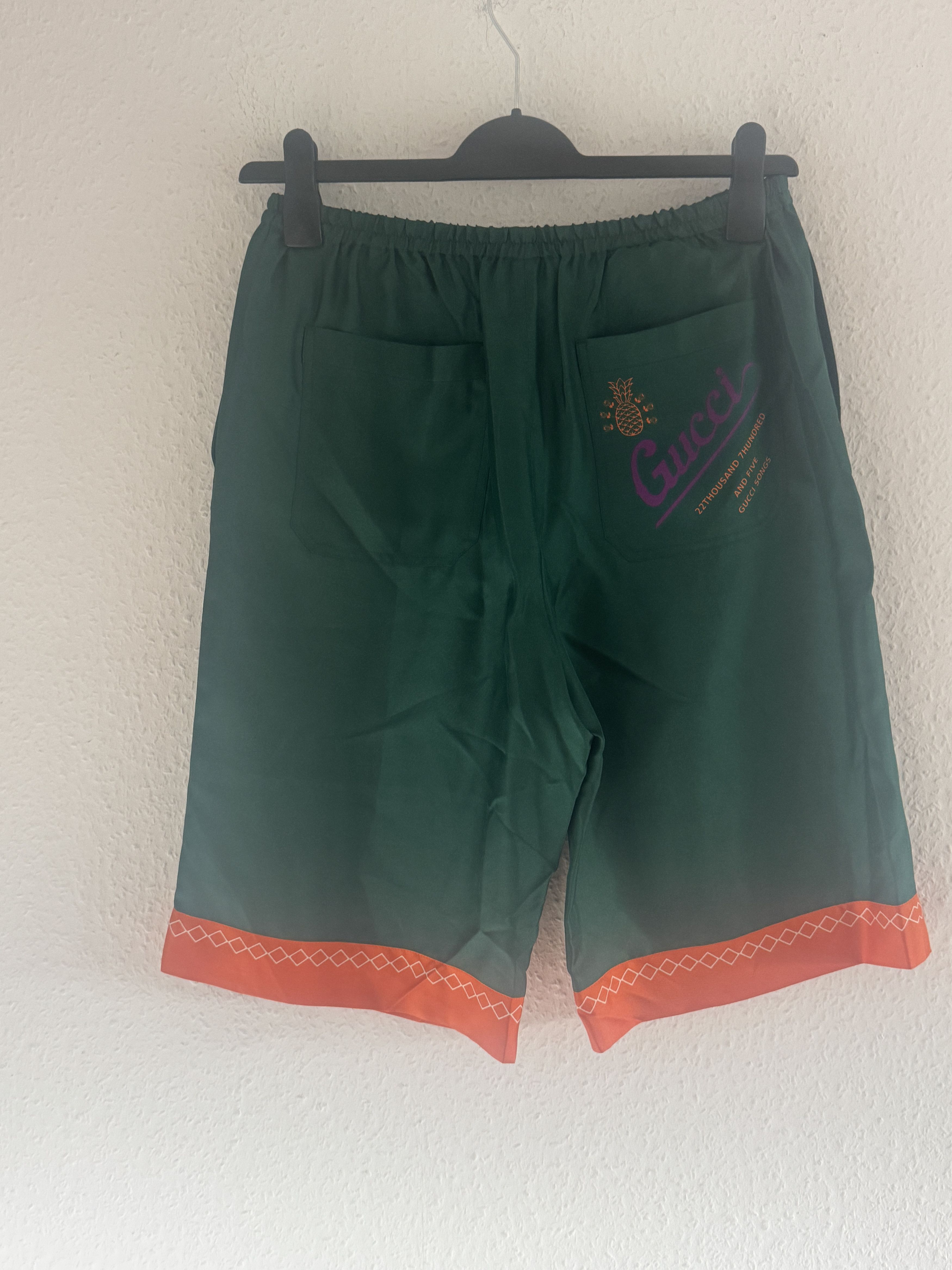 Gucci Green Silk Logo Shorts Size US 30 / EU 46 - 16 Thumbnail