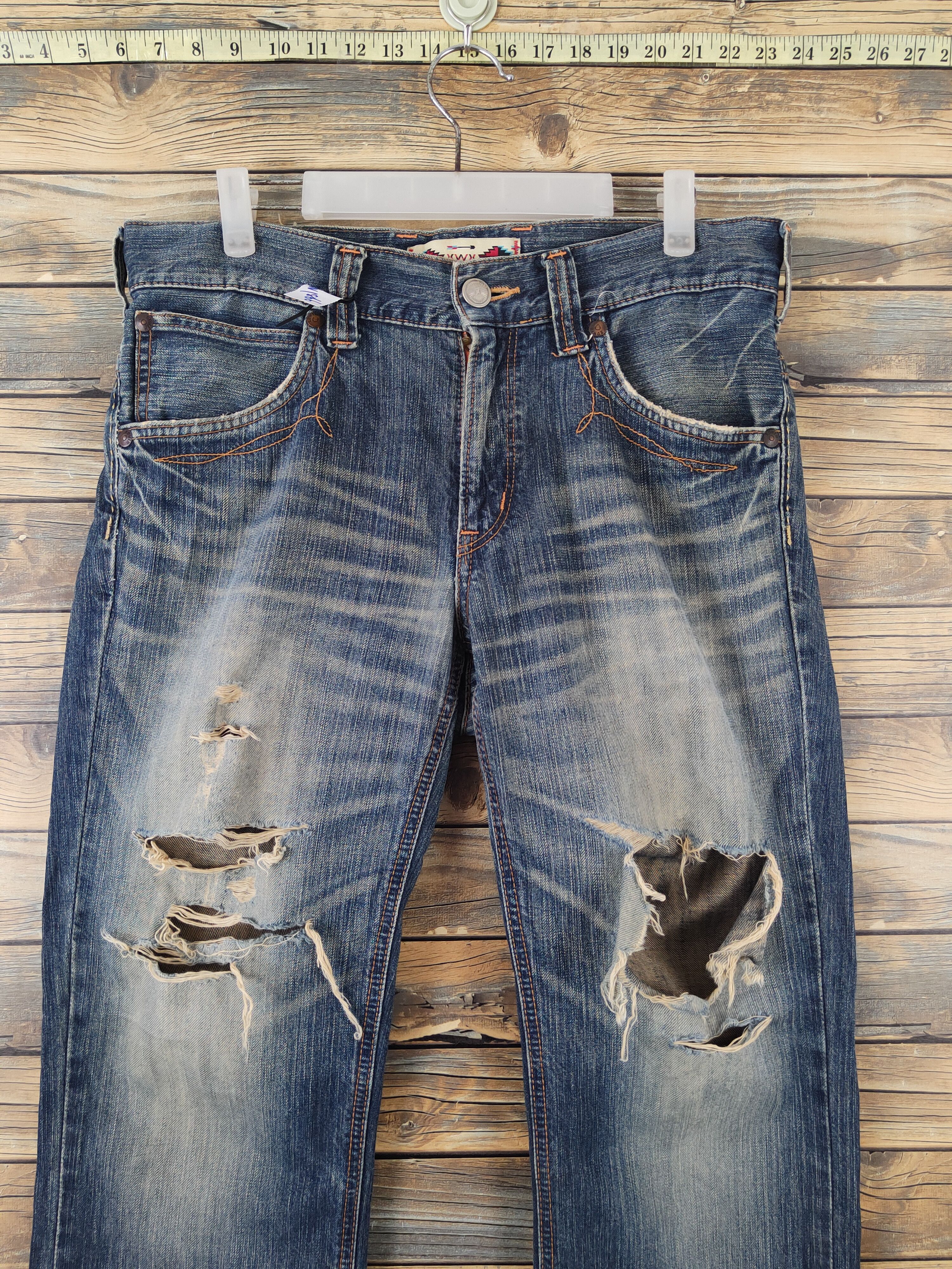 Edwin Edwin Dark Blue Distressed Ripped Jeans #W1866 Size US 33 - 2 Thumbnail