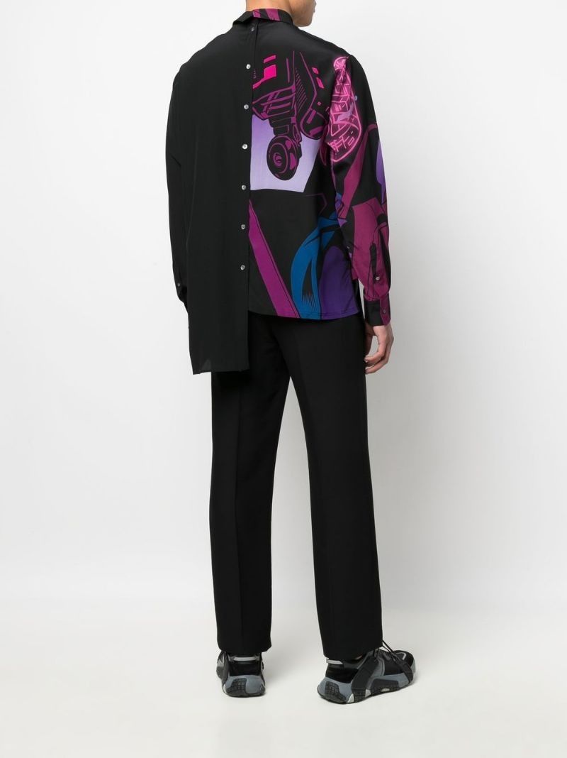 Lanvin o1tko10825 Comics Printed Docking Silk Shirt in Multicolor Size US XL / EU 56 / 4 - 2 Thumbnail