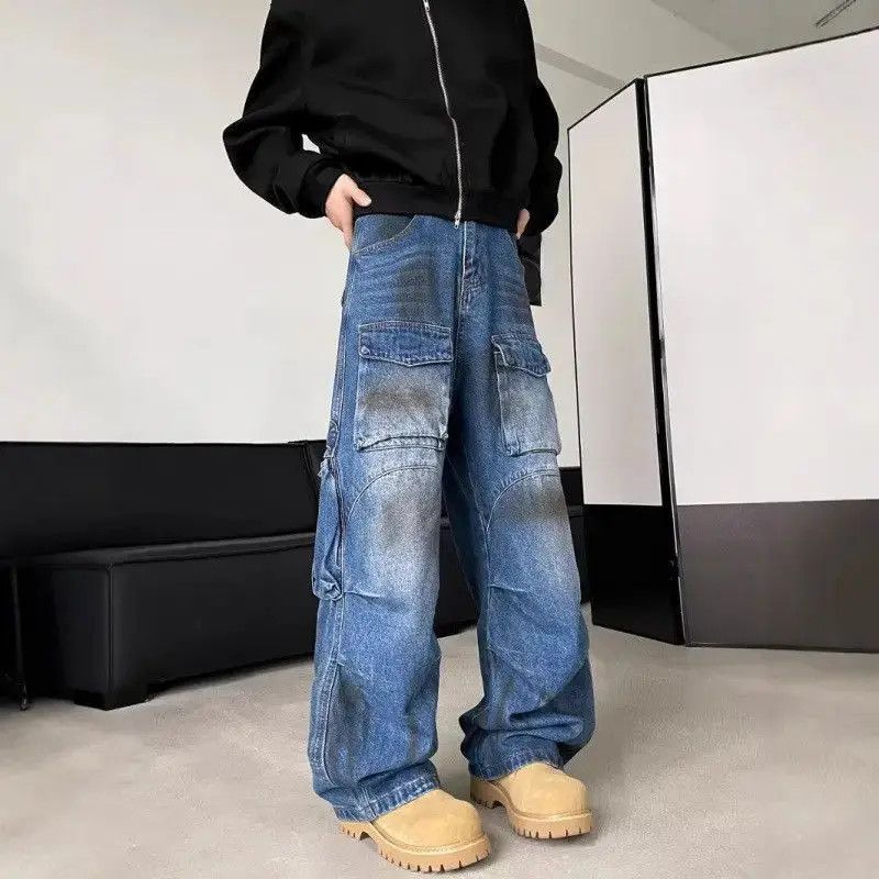 Japanese Brand Retro loose straight pocket jeans Size US 32 / EU 48 - 4 Thumbnail