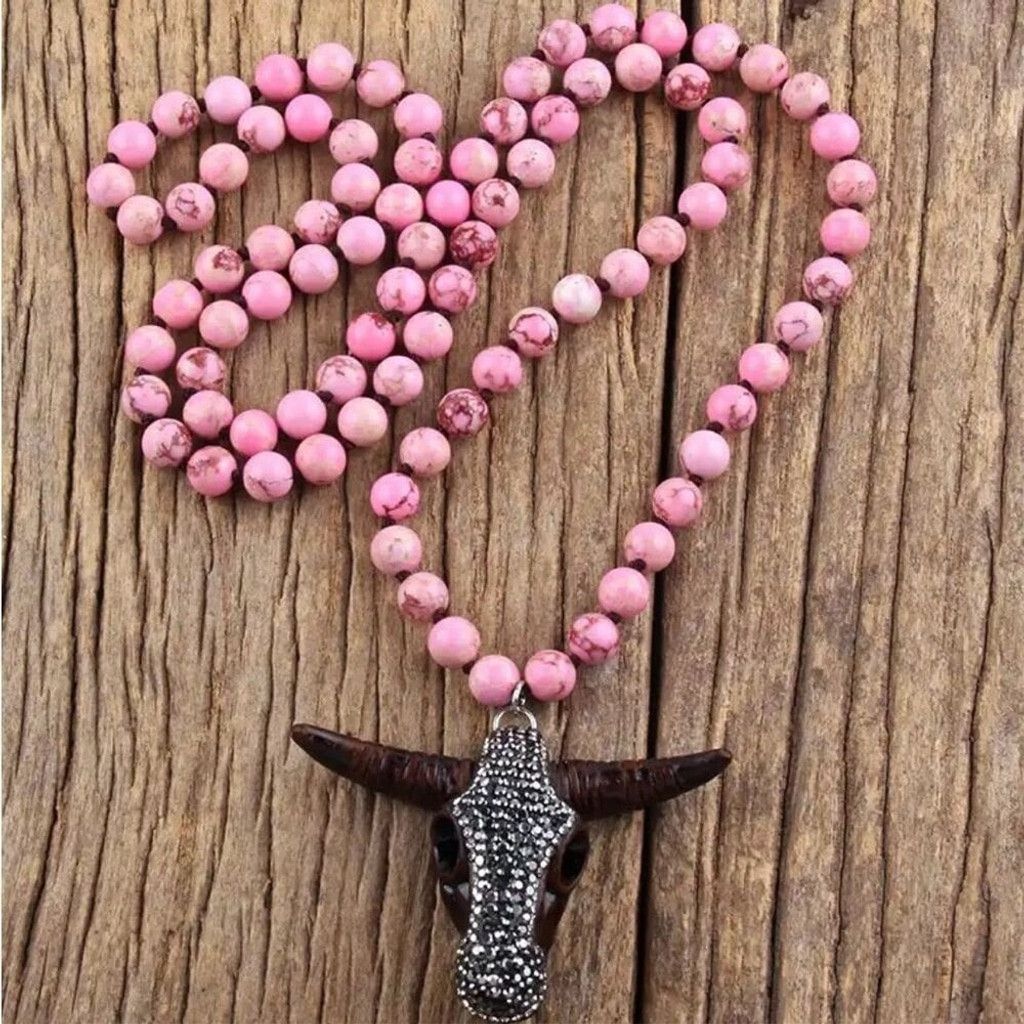 Other Brand New Womens Western Cow Skull Long Knotted Necklace Size ONE SIZE - 5 Thumbnail