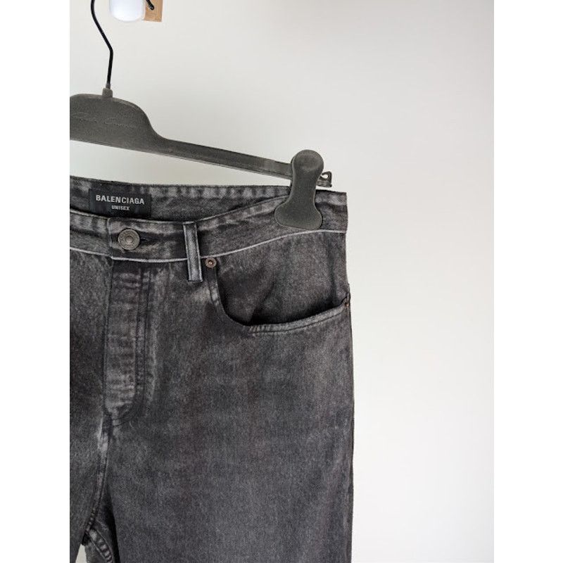 Balenciaga o1rshd1 Trompe L'oeil Fleece Denim Pants in Black Size US 30 / EU 46 - 5 Thumbnail