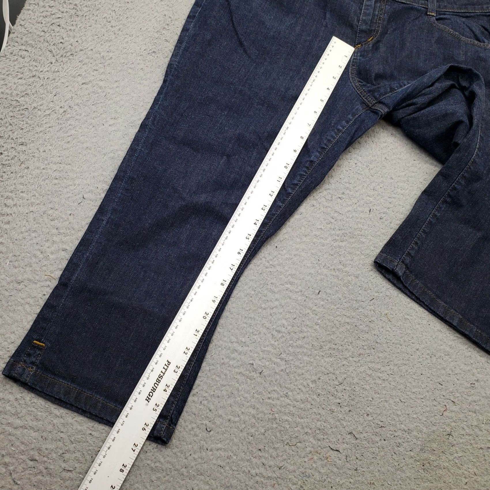 DKNY DKNY Jeans Womens 16 Blue Denim Dark Wash Cropped Stretch Ankle Slit Boho Shirt Size 38" / US 16 / IT 52 - 5 Thumbnail