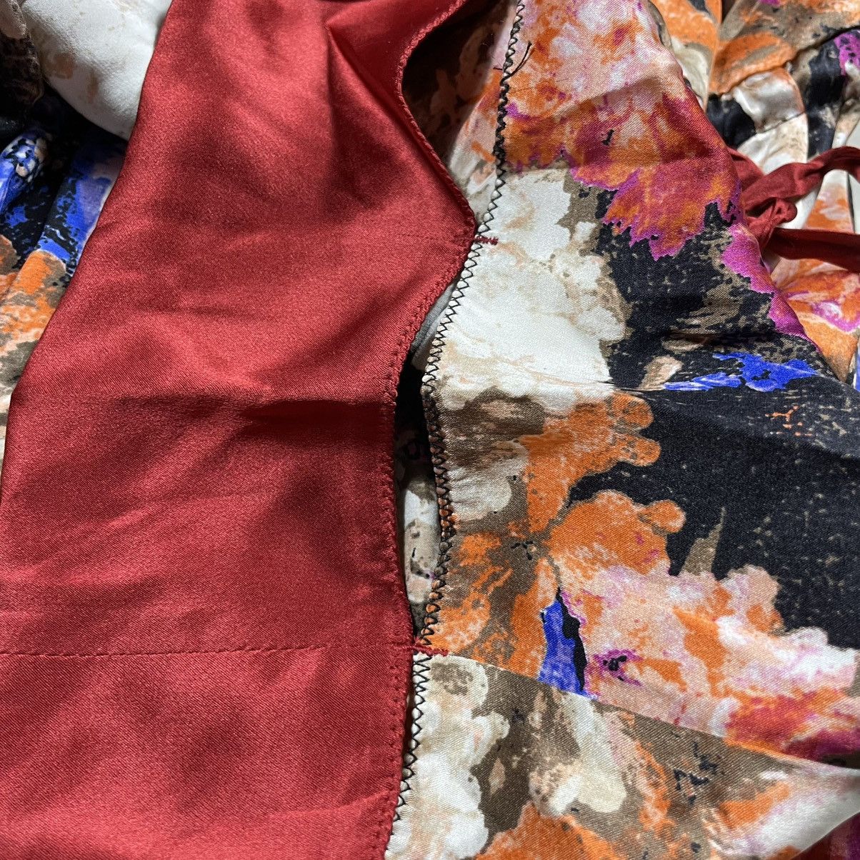 Roberto Cavalli Just Cavalli Multicolor Silk Satin Floral Print Size M / US 6-8 / IT 42-44 - 13 Thumbnail