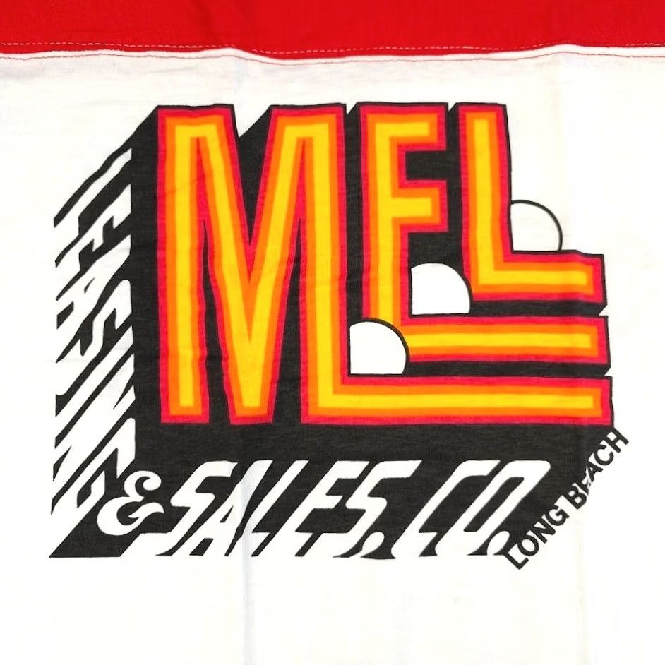 Vintage VINTAGE MEL Long Beach T Shirt Mens Large Red 80s Ringer Tee Made In USA MT Short Sleeve Crew Neck White Cotton Blend Stedman Mens T-Shirt Size US L / EU 52-54 / 3 - 5 Thumbnail