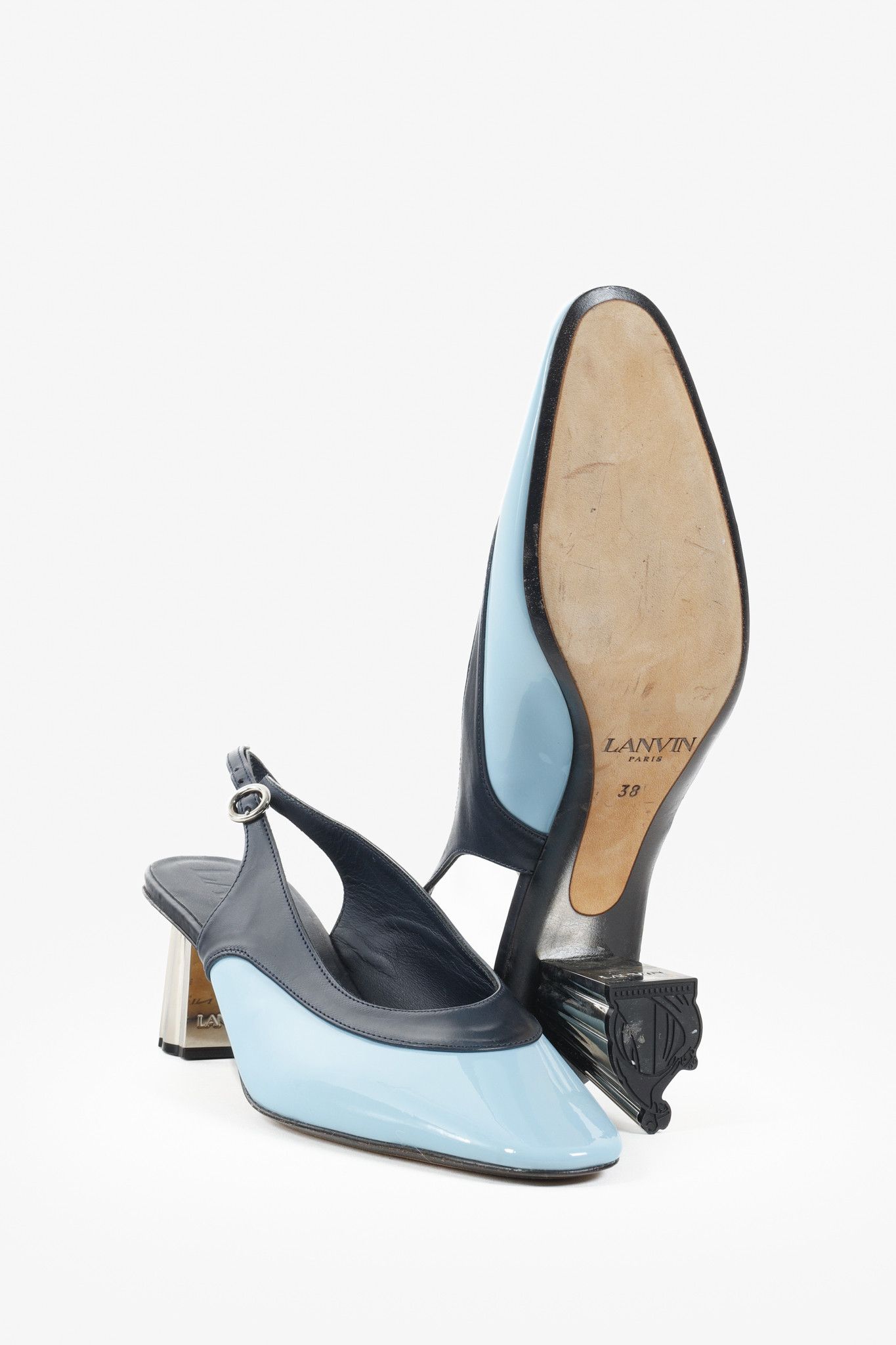 Lanvin Lanvin M&E Leather Slingback Heels Size US 8 / IT 38 - 4 Thumbnail