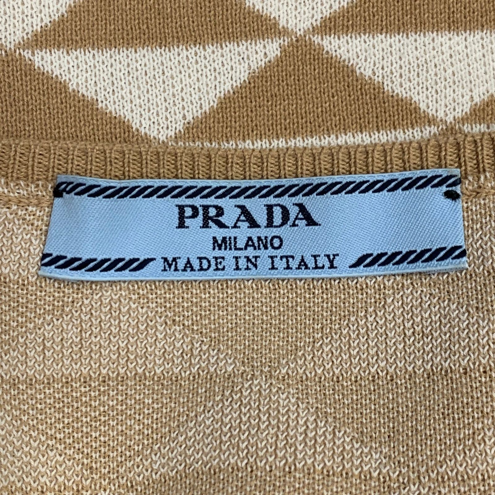 Prada S Beige Cream Knit Triangle Cropped Pullover Size S / US 4 / IT 40 - 5 Thumbnail