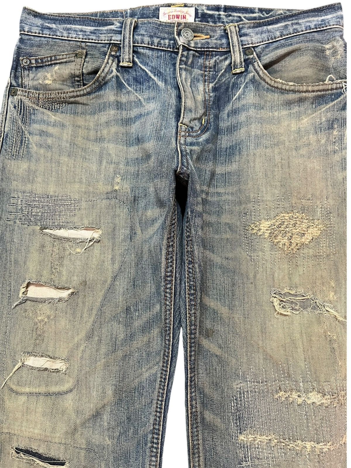 Edwin Vintage Edwin Exclusive Vintage Mudwash Patchwork Denim Size US 33 - 2 Thumbnail