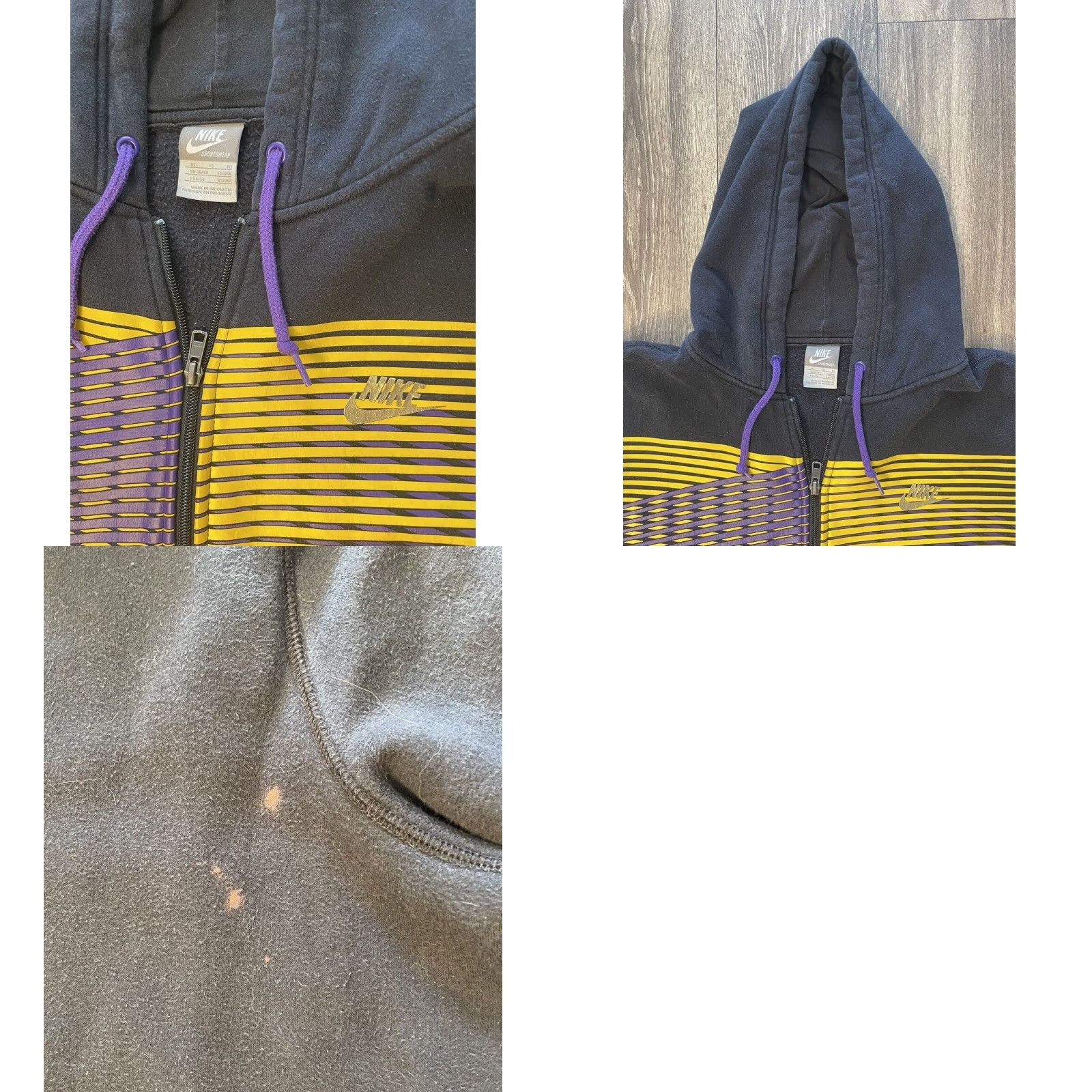 Nike Vintage Nike Hoodie XL Grey Lakers Purple Yellow Full Zip Sweatshirt Tag Y2K Size US XL / EU 56 / 4 - 8 Thumbnail