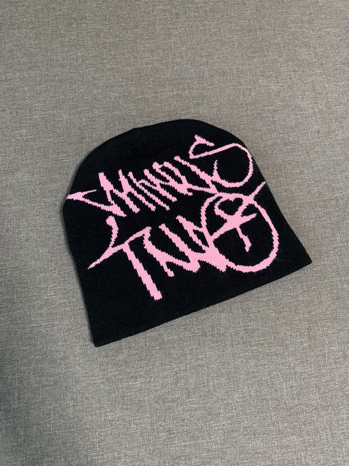 Japanese Brand Y2K Pink Graffiti Tags Black Hat Size ONE SIZE - 1 Thumbnail