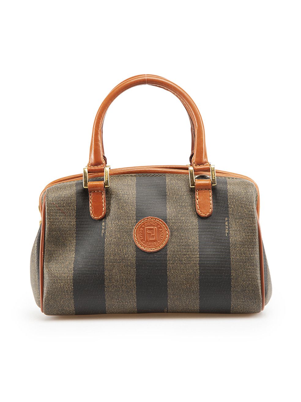 Fendi Vintage Brown Mini Pequin Boston Bag | Grailed