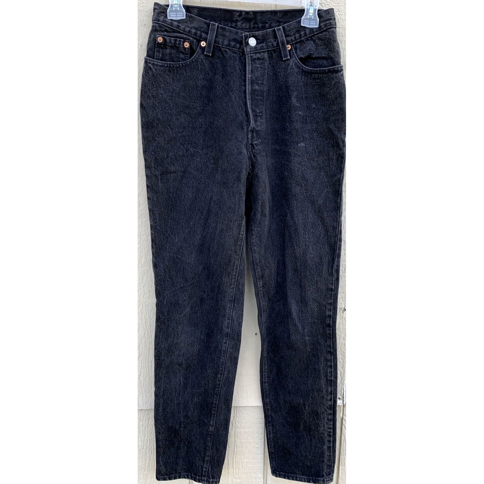 Levi's VINTAGE Levi's Button Fly 501 Jeans High Waist Tapered Leg 11 29” Waist USA Made Denim Black Men’s/Juniors 1990s Casual Leather See Pics Size 32" / US 10 / IT 46 - 6 Thumbnail