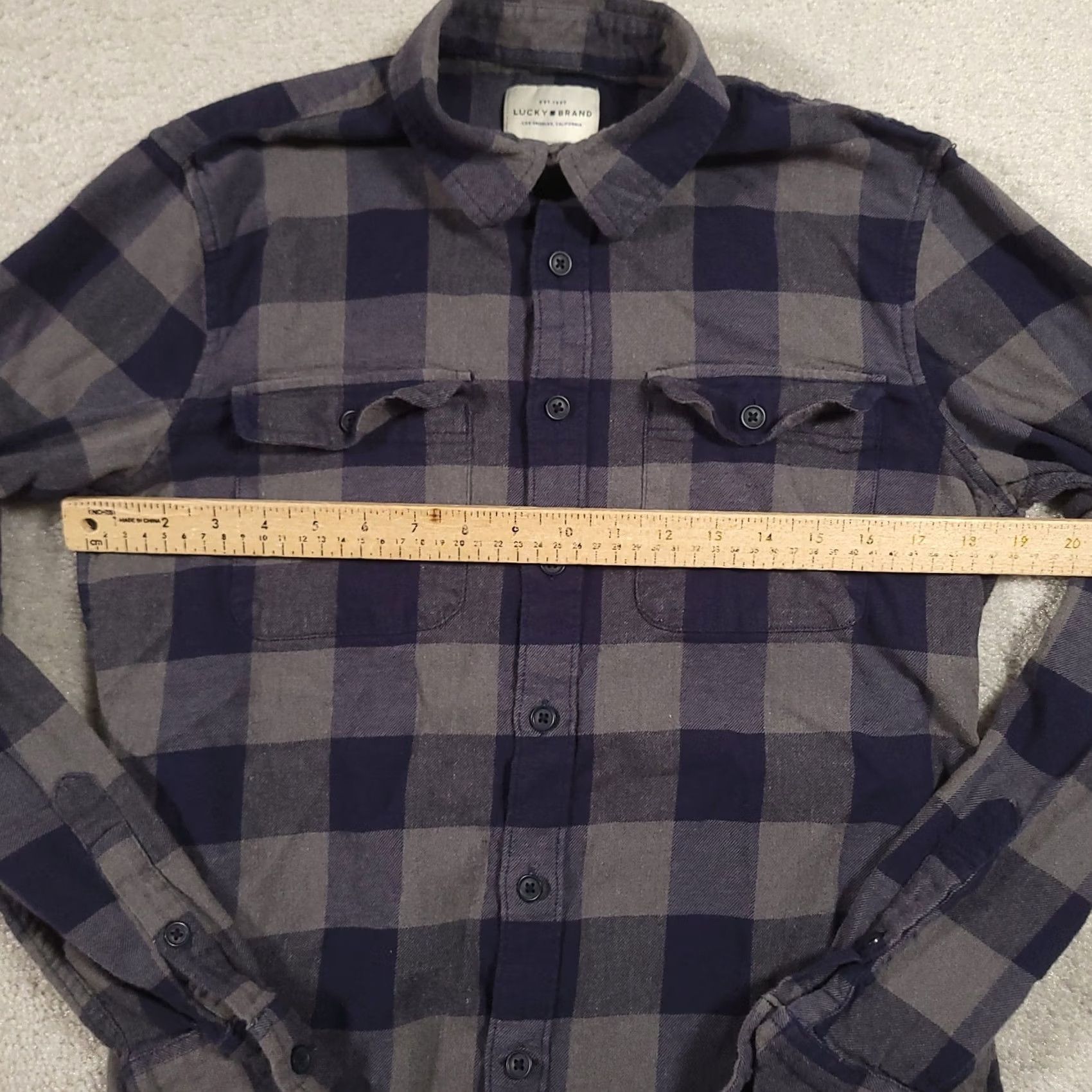 Lucky Brand Lucky Brand Button Up Flannel Shirt Mens S Blue Gray Plaid Casual Shirt Size US S / EU 44-46 / 1 - 3 Thumbnail