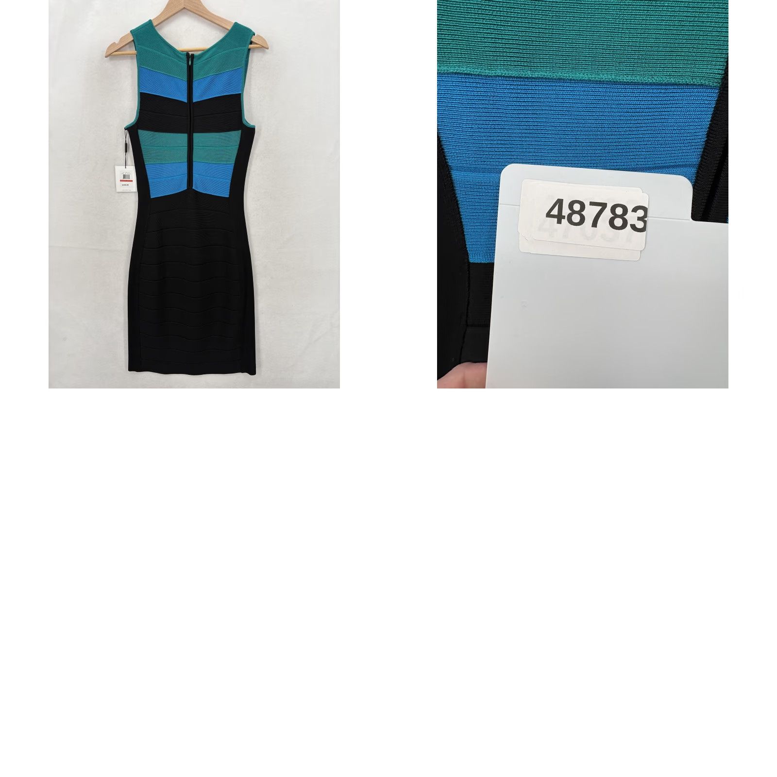 Calvin Klein Calvin Klein Dress Womens XS Black Multi Striped Sleeveless Bodycon Sheath Knit Size XS / US 0-2 / IT 36-38 - 9 Thumbnail