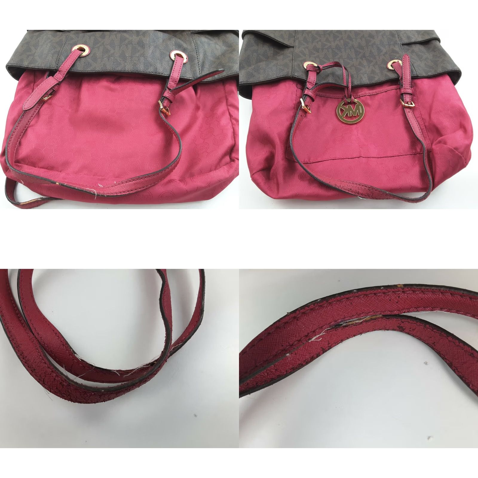 Michael Kors Michael Kors Jet Set Signature Brown Magenta Straps Purses Handbag Tote Bag Women's Medium Bag Size ONE SIZE - 8 Thumbnail