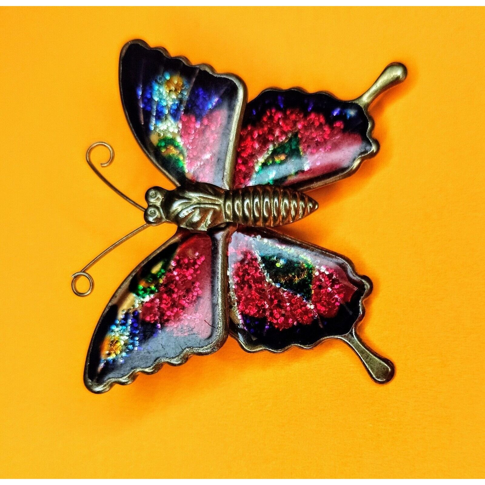 Other Colorful Enameled Butterfly Pin Gold Tone Jewelry Brooch Gli Size ONE SIZE - 5 Thumbnail
