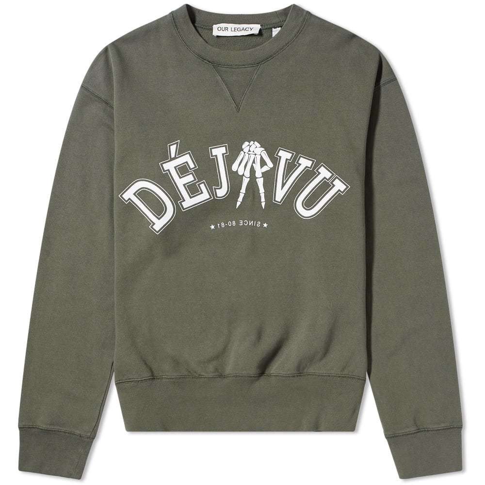 image of Our Legacy Deja Vu Base Crew Sweat 46 in Olive, Men's (Size Small)