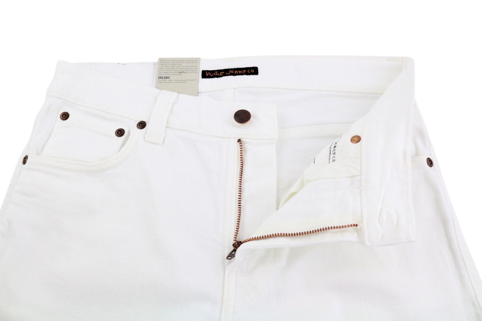Nudie Jeans LEAN DEAN W28 Denim White Zip Cotton Turn-Up Shorts 83841 Size US 28 / EU 44 - 3 Thumbnail