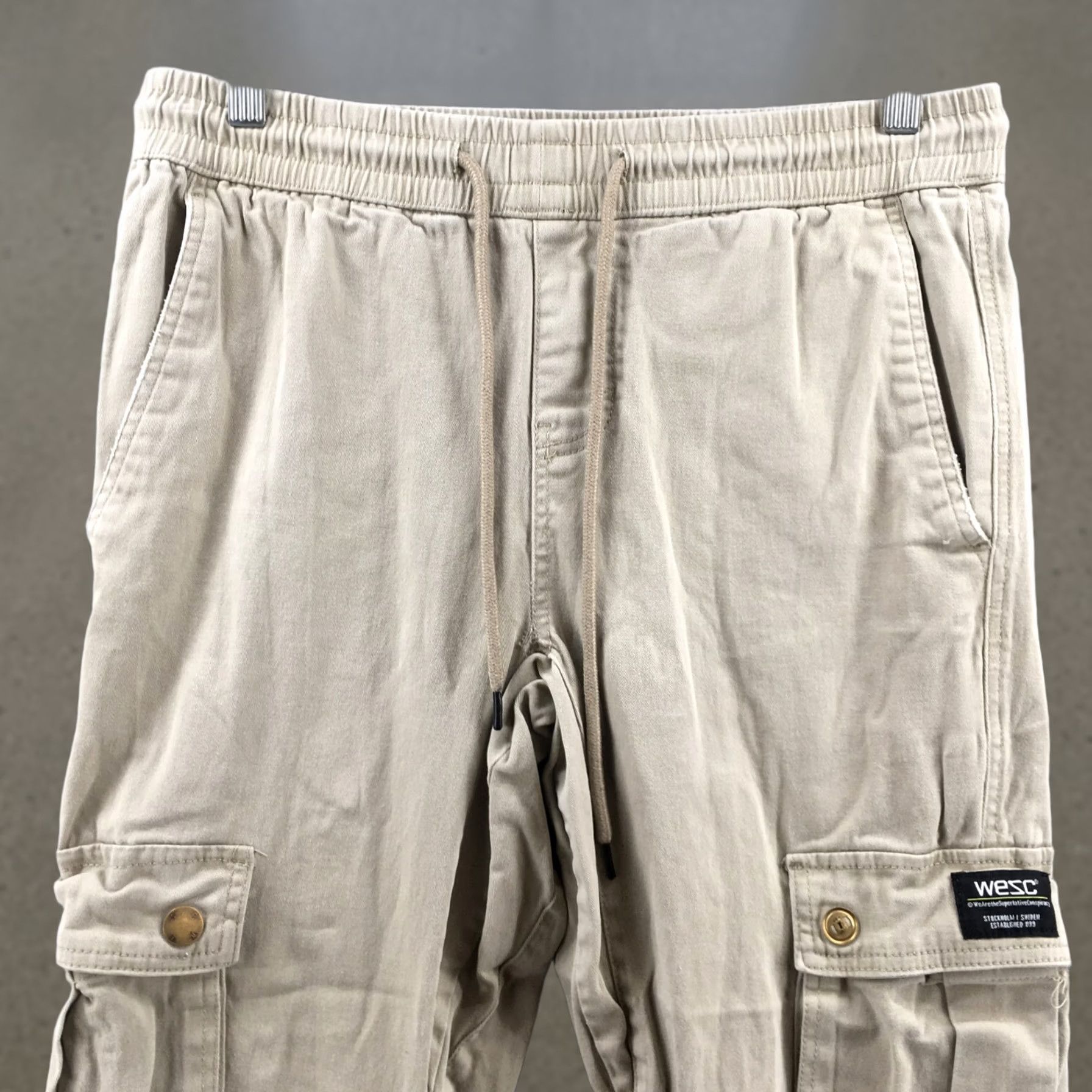 WeSC WESC Beige Jogger Pants Womens S Cargo Pockets Zip Fly Regular Rise 30x26.5 Inseam 26.5 Size 28" / US 6 / IT 42 - 1 Thumbnail