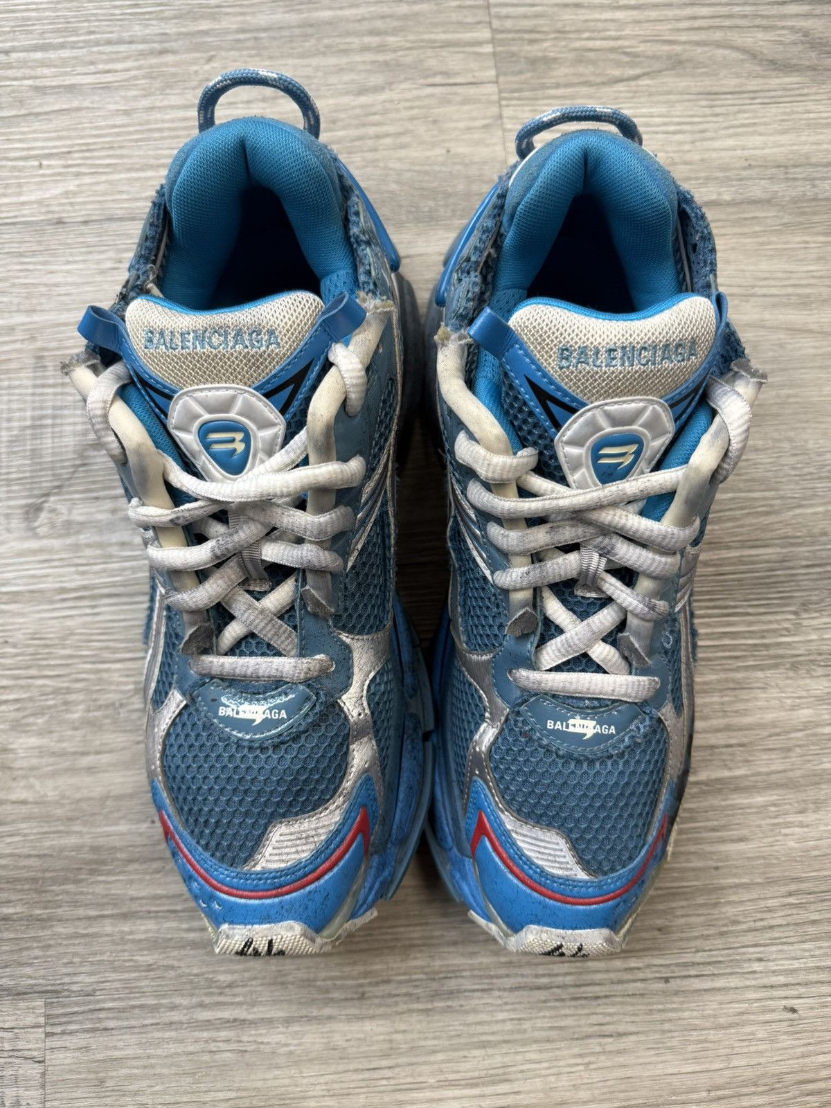 Balenciaga Balenciaga Runner Blue/White - Distressed Graffiti Size US 11 / EU 44 - 2 Thumbnail