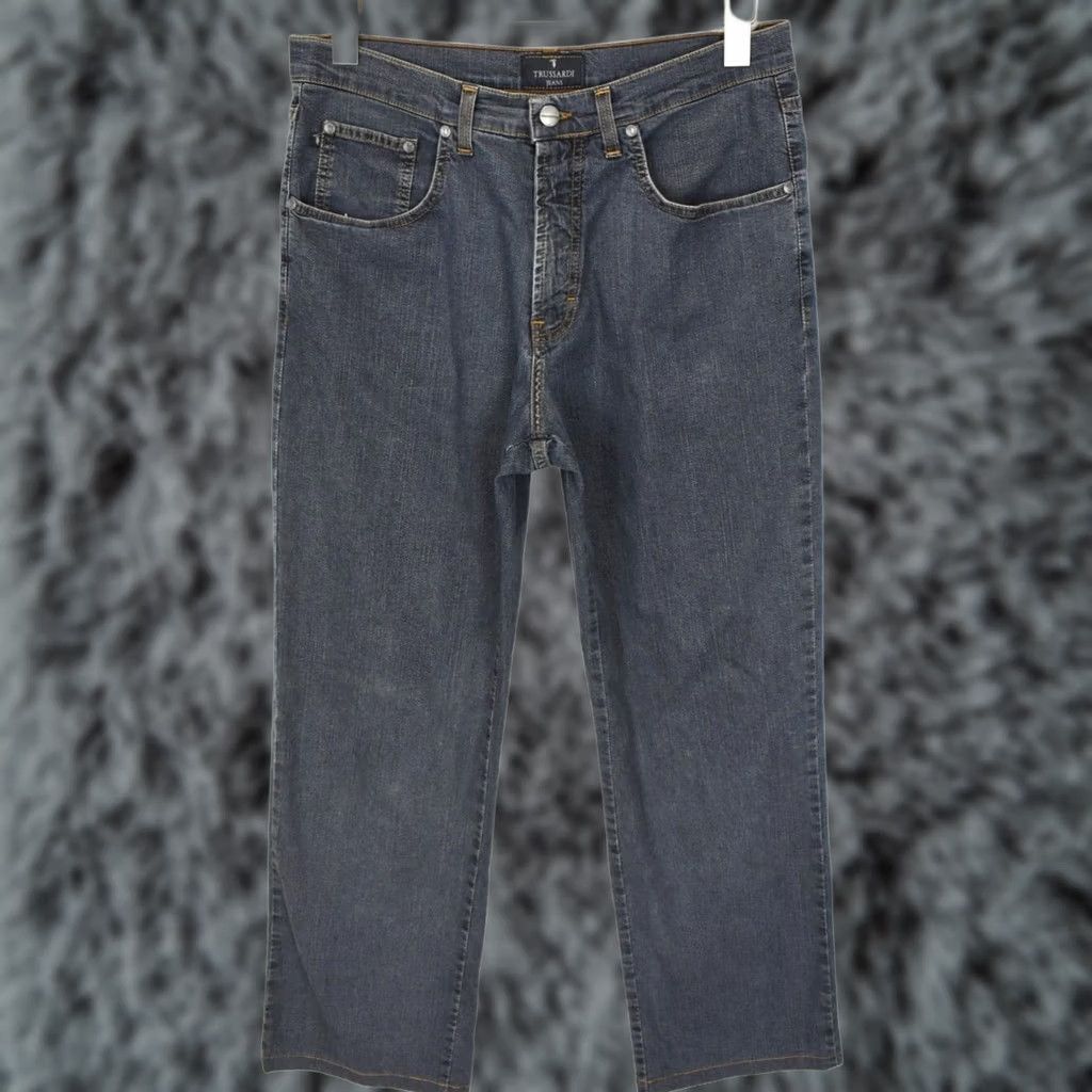 Trussardi TRUSSARDI JEANS Jeans Men's UK 34 Regular Fit Zip Fly Denim Dark Blue Size US 34 / EU 50 - 1 Thumbnail