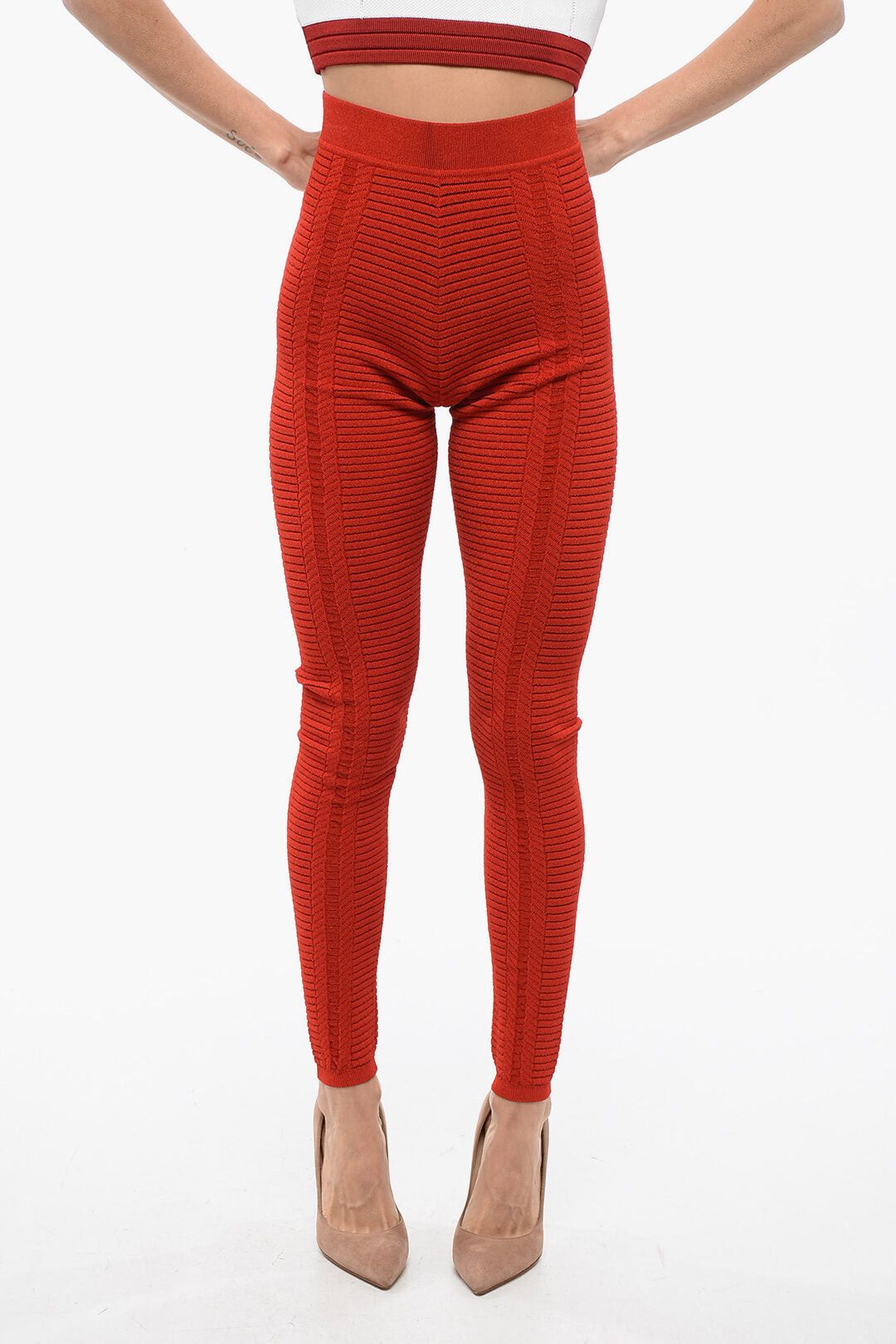 Balmain High-Waist Knit Leggings With Zip Size 26" / US 2 / IT 38 - 1 Thumbnail
