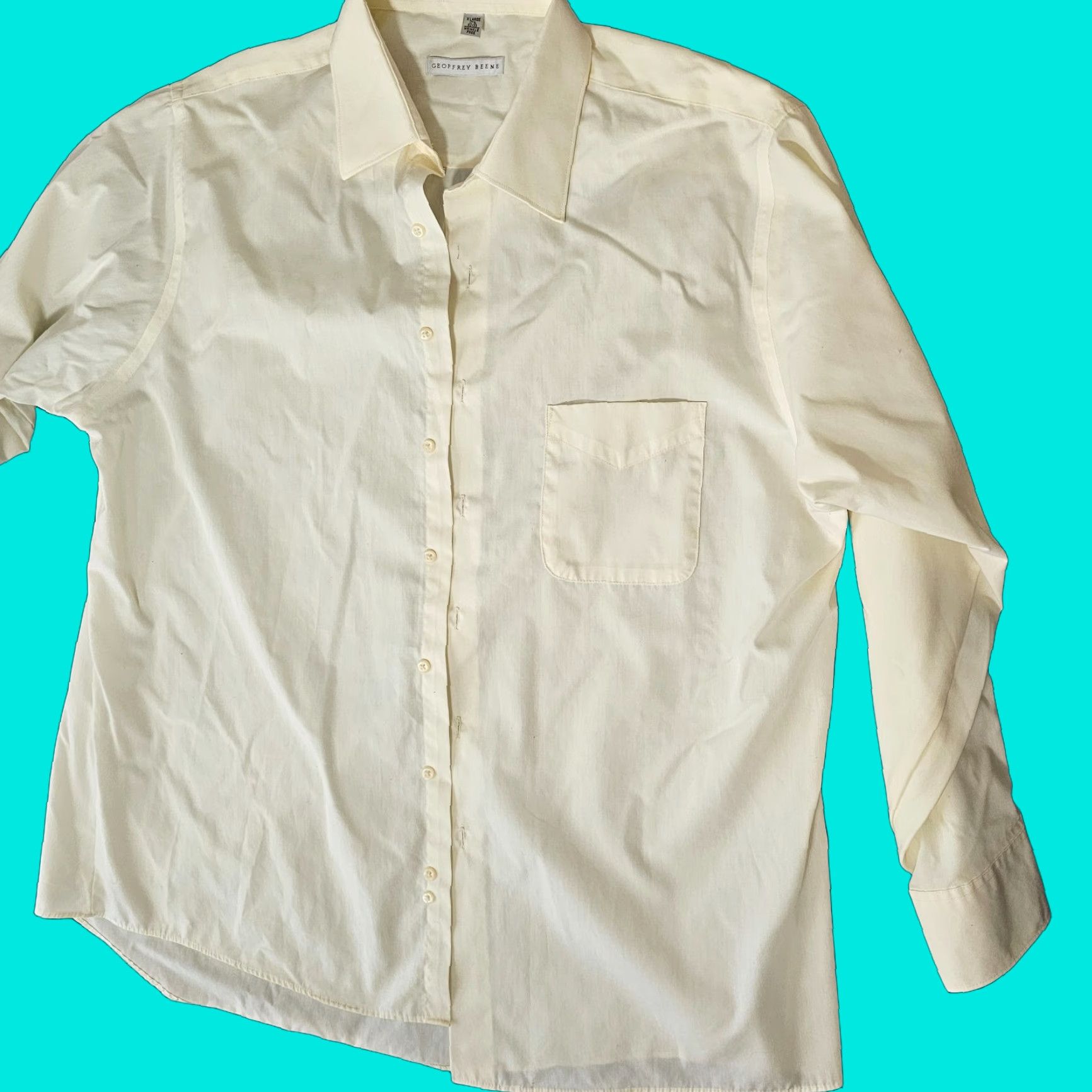 Geoffrey Beene Geoffrey Beene Dress Shirt Mens Size 15.5 32/33 Wrinkle Free Yellow Classic Vintage Button Collared Chest 25 in Long Sleeve Size 42R - 1 Thumbnail