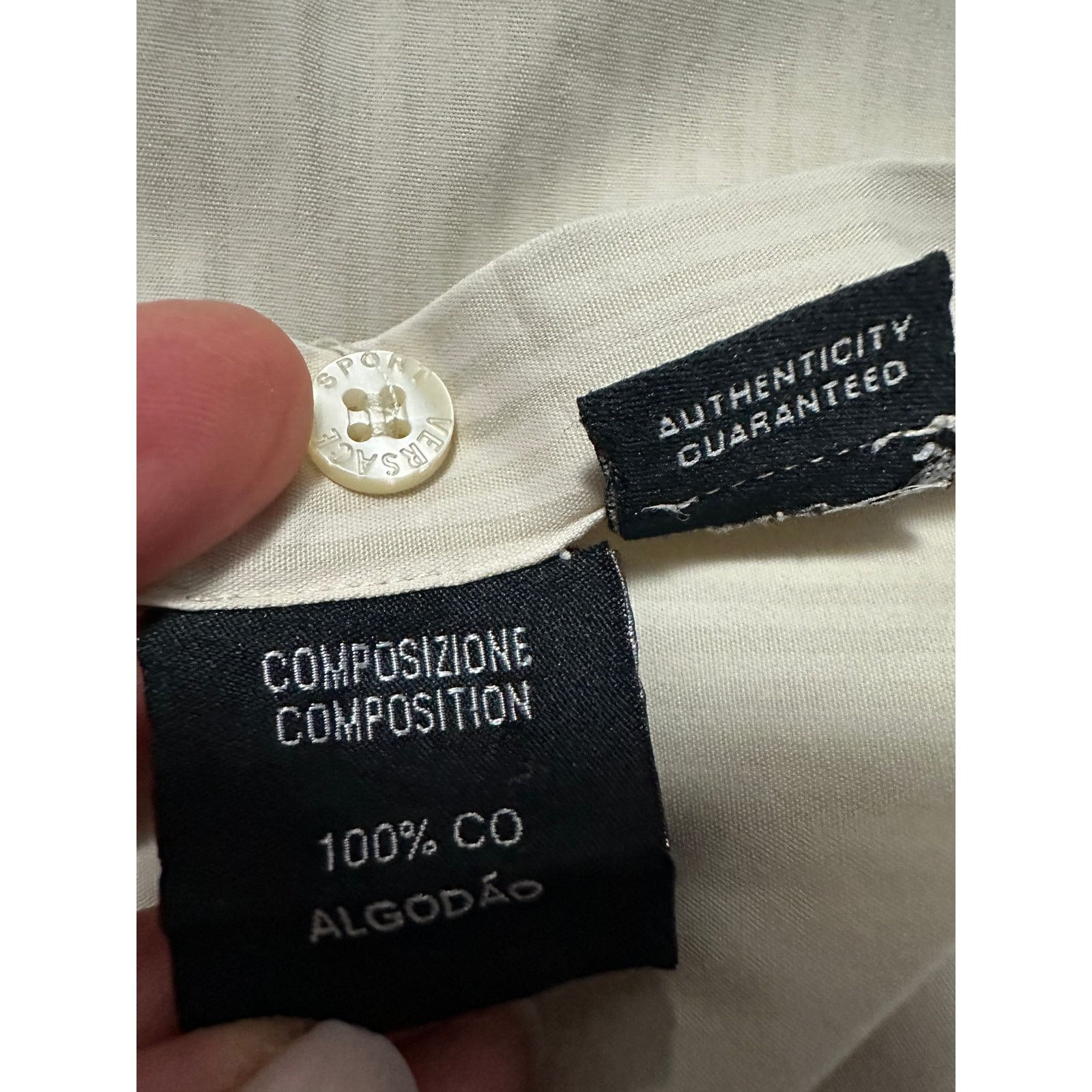 Versace Versace cream damask stripe short sleeve button down size L Size US L / EU 52-54 / 3 - 6 Thumbnail